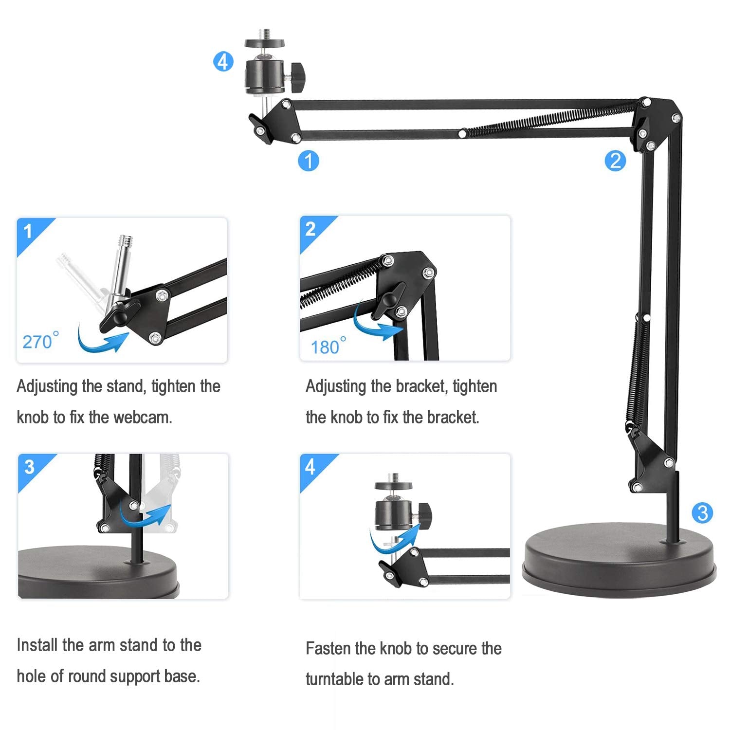 Oxendure Webcam Stand,Camera Mount 22 Inch Suspension Boom Scissor Arm Stand,For Webcam C925E C922X C922 C930E C930 C920 C615,Hero 8/7/6/5,Ultra/Pro/Pro 2/Pro 3/Brio 4K,Dslr Camera