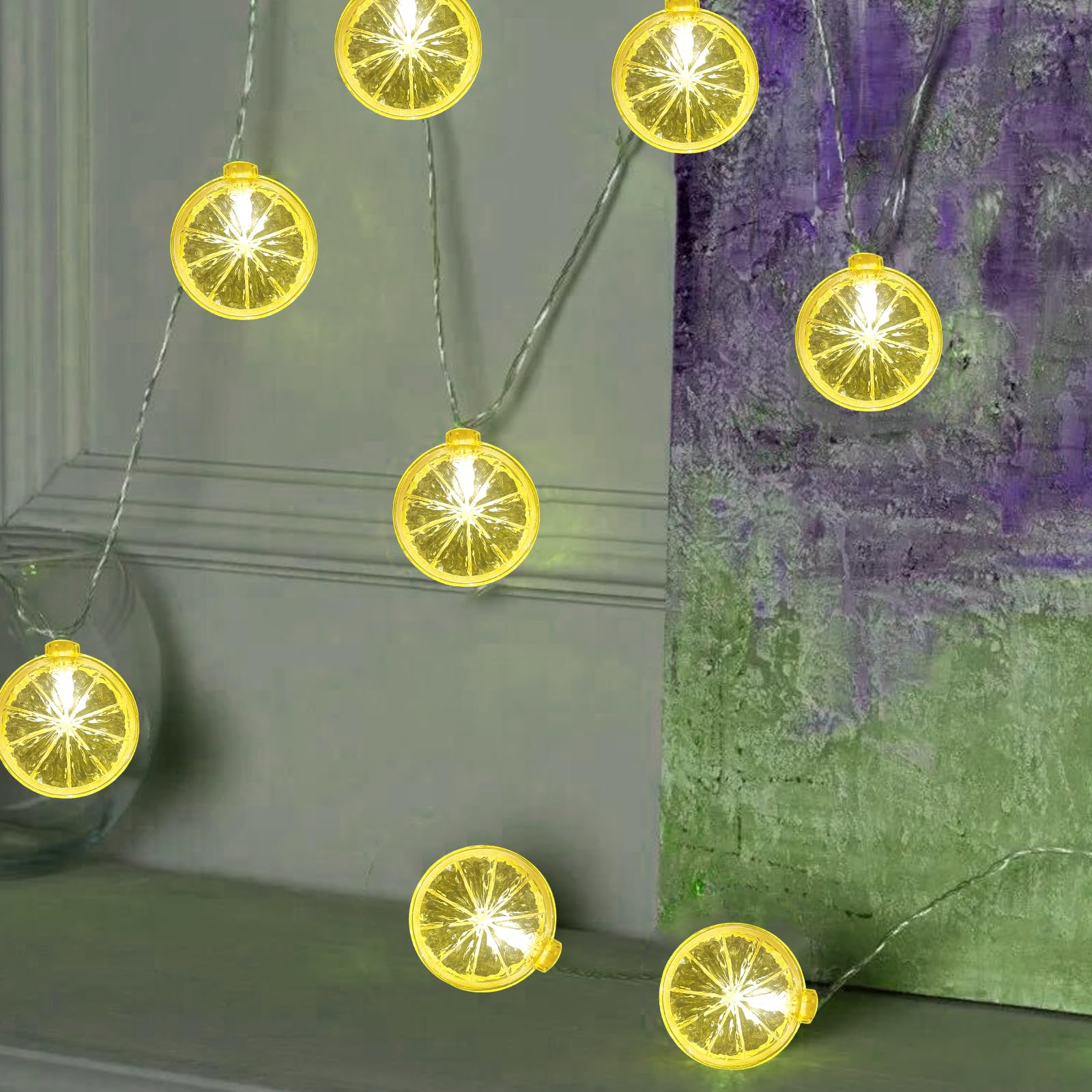 Abeja Lemon Decor String Light, 8.5Ft Lemon Fairy String Lights With 10 Lemon Slice Lights Plug In Lemon String Lights For Home Wedding Birthday Party Garden Decor