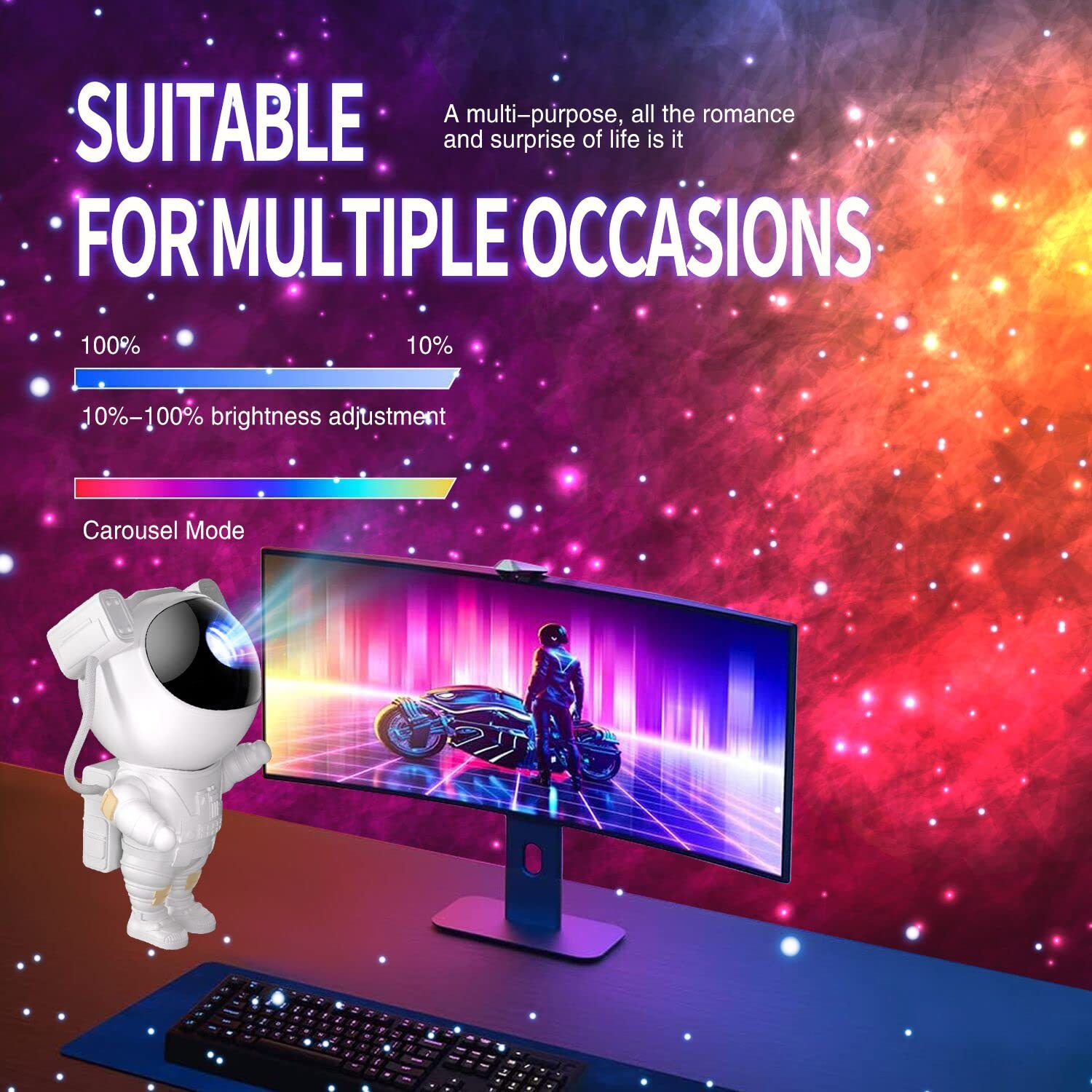 Fitzladd Star Projector Galaxy Night Light, Tiktok Astronaut Space Projector, Starry Nebula Ceiling Led Lamp With Timer And Remote, Kids Room Decor Aesthetic,  For Christmas, Birthdays, Valentine'S Day