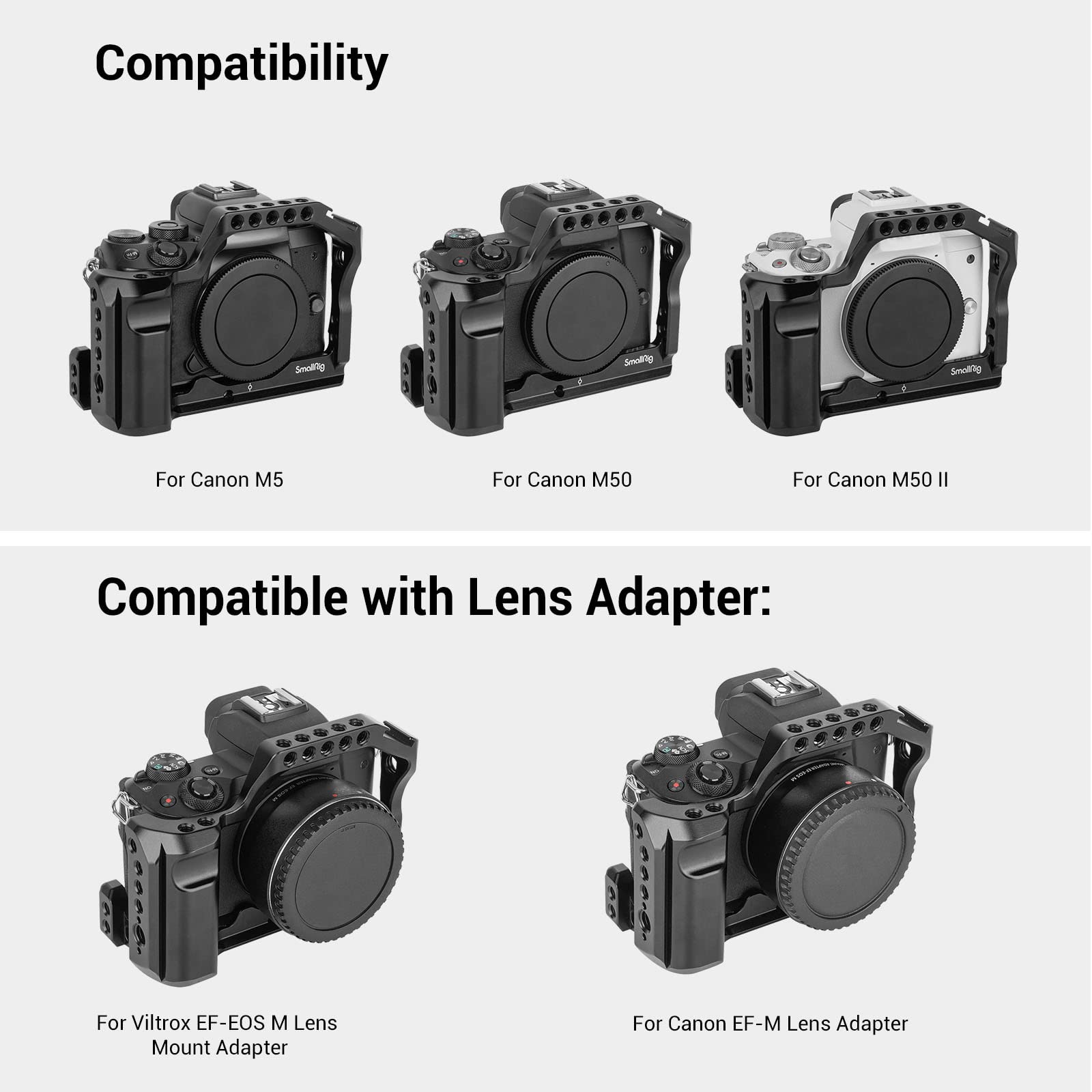 Smallrig M50 /M50 Ii /M5 Cage (), Aluminum Alloy Video Film Movie Making Rig With Integrated Grip And Nato Rail For Canon M50 /M50 Ii /M5 2168C