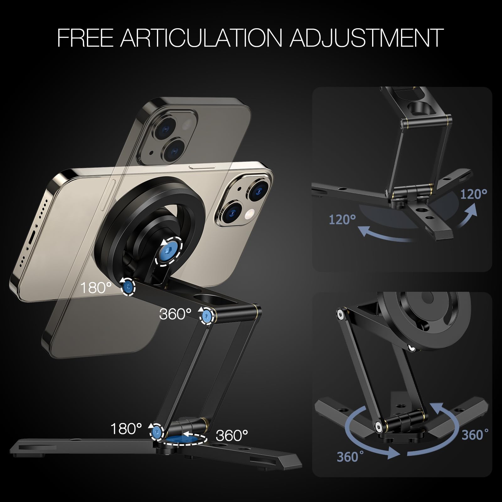 Camolo Geek Magnetic Pocket Phone Tripod Foldable Compatible With Magsafe For Iphone 15/14/13/12 Plus Pro Max Series, Mini Cell Phone Tripod Mount Handle Smartphone Desk Stand Travel All In One
