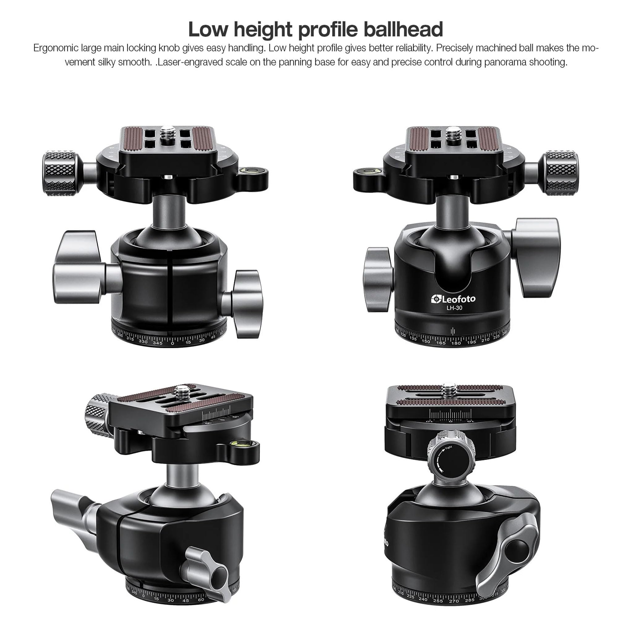 Leofoto Professional Camera Tripod, 46" Compact Carbon Fiber Tripod For Dslr Video Camcorder, 4 Leg Sections, 360° Ball Head, Max Load 8Kg/18Lb (Ls-254Cx+Lh-30)