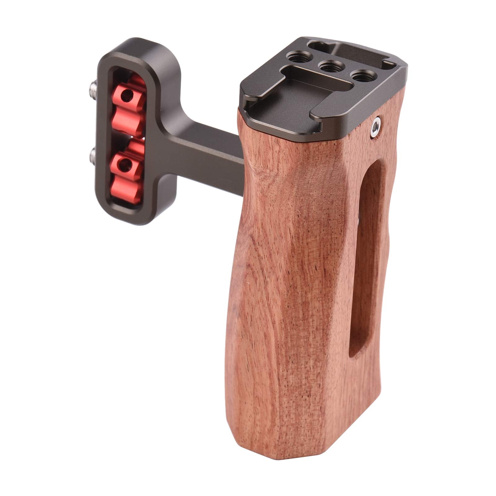 Andoer Universal Camera Cage Left/Right Side Handle Wooden Hand Grip With 1/4 Screw Hole Cold Shoe Mount For Camera Cage