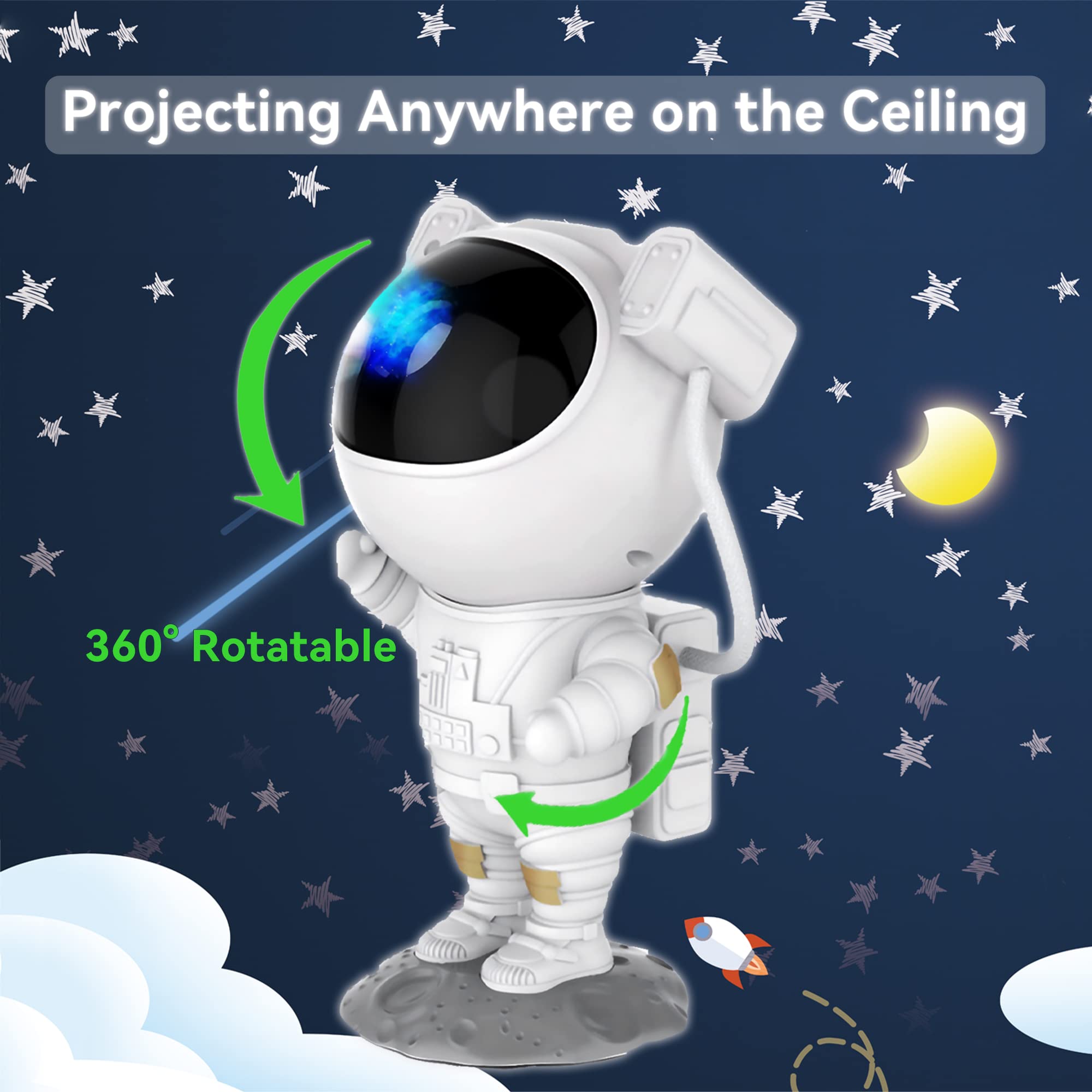 Leanju Star Projector Galaxy Night Light Astronaut Starry Nebula Ceiling Led Lamp With Timer And Remote  For Kids