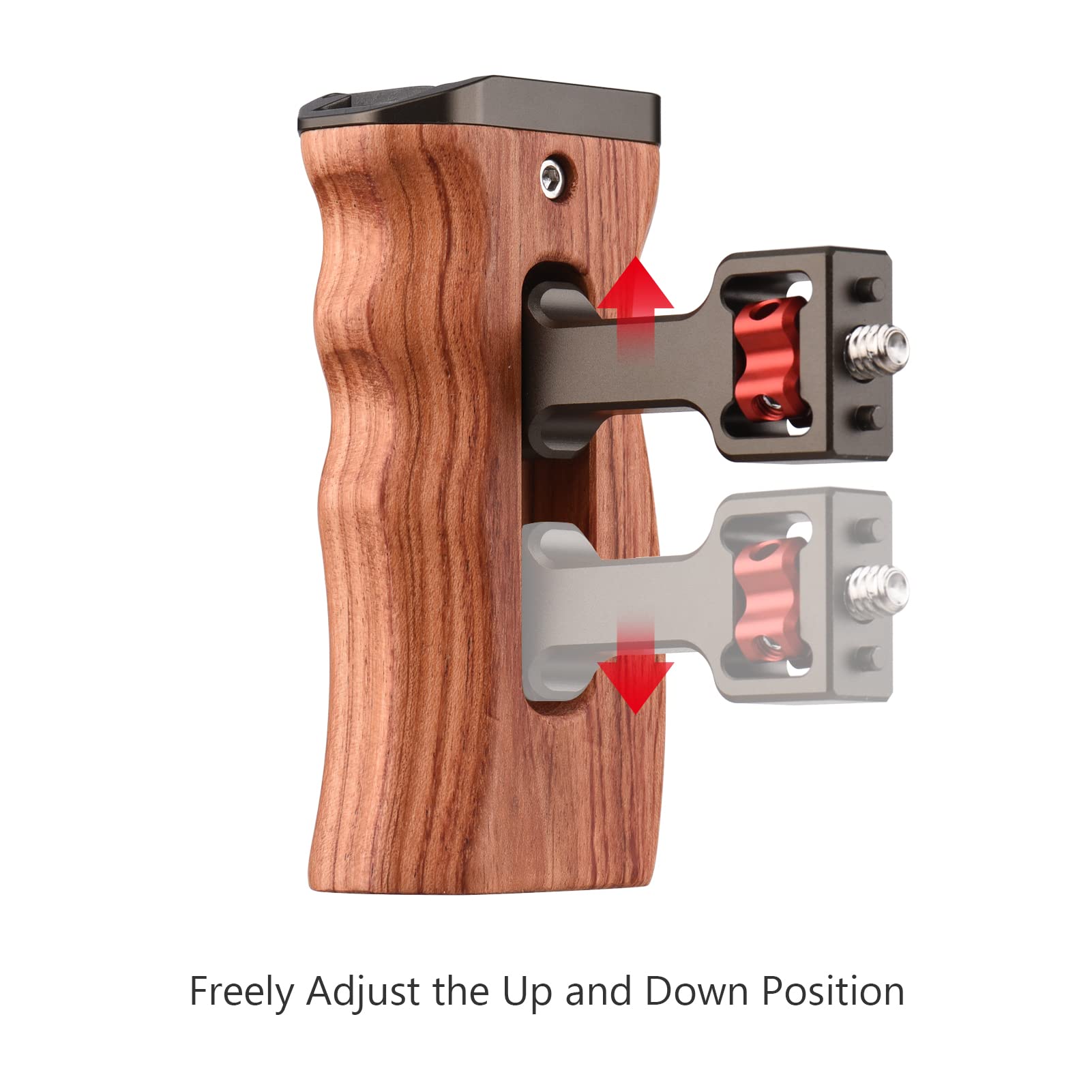 Andoer Wooden Camera Cage Grip, 1/4" Screw Mounting Style With Mini Cold Shoe Mounting Wrench, Compatible With Smallrig Video Cage, Silver