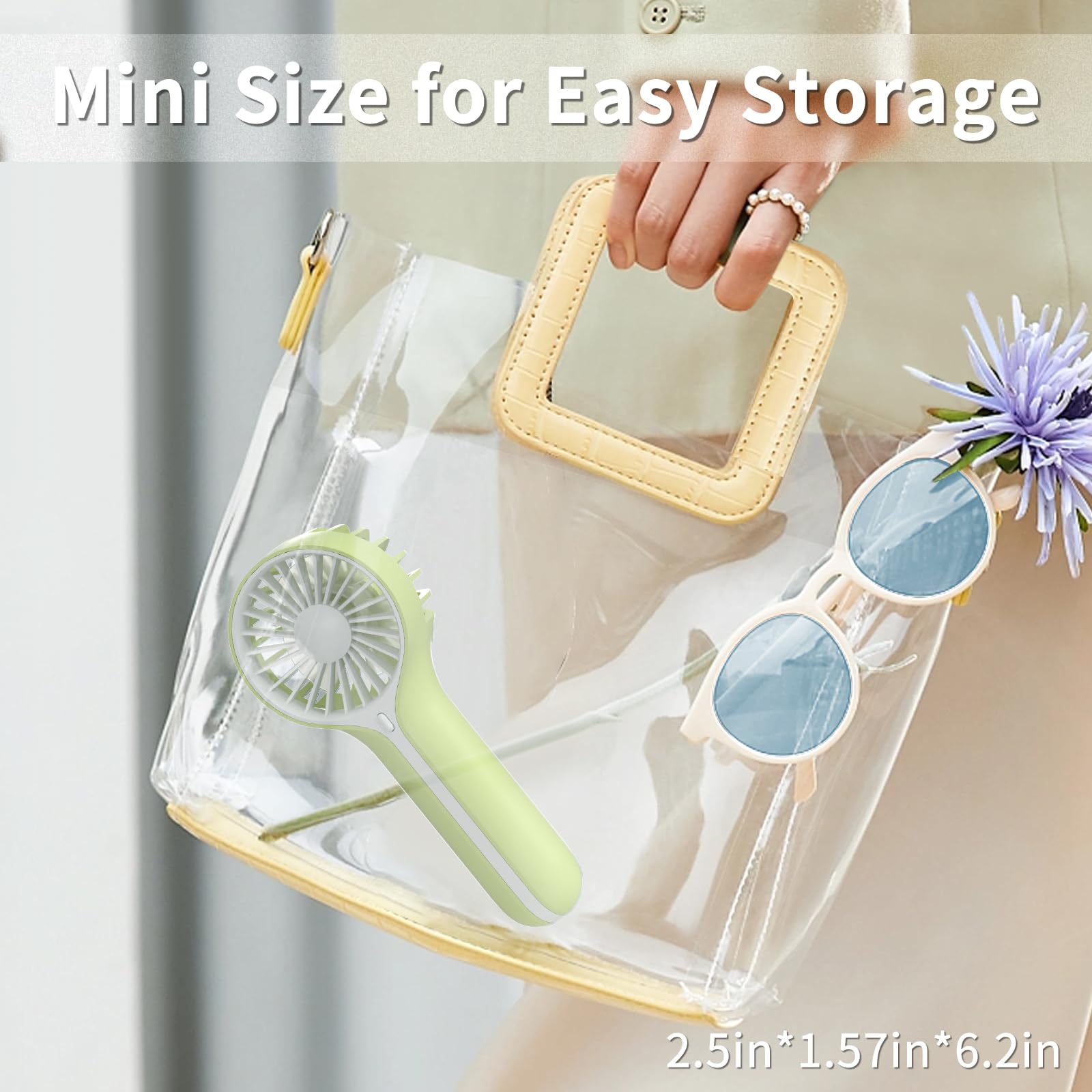 Mini Portable Fan With Base, Small Handheld Fan With 3 Speeds, Usb Rechargable, Battery Operated
