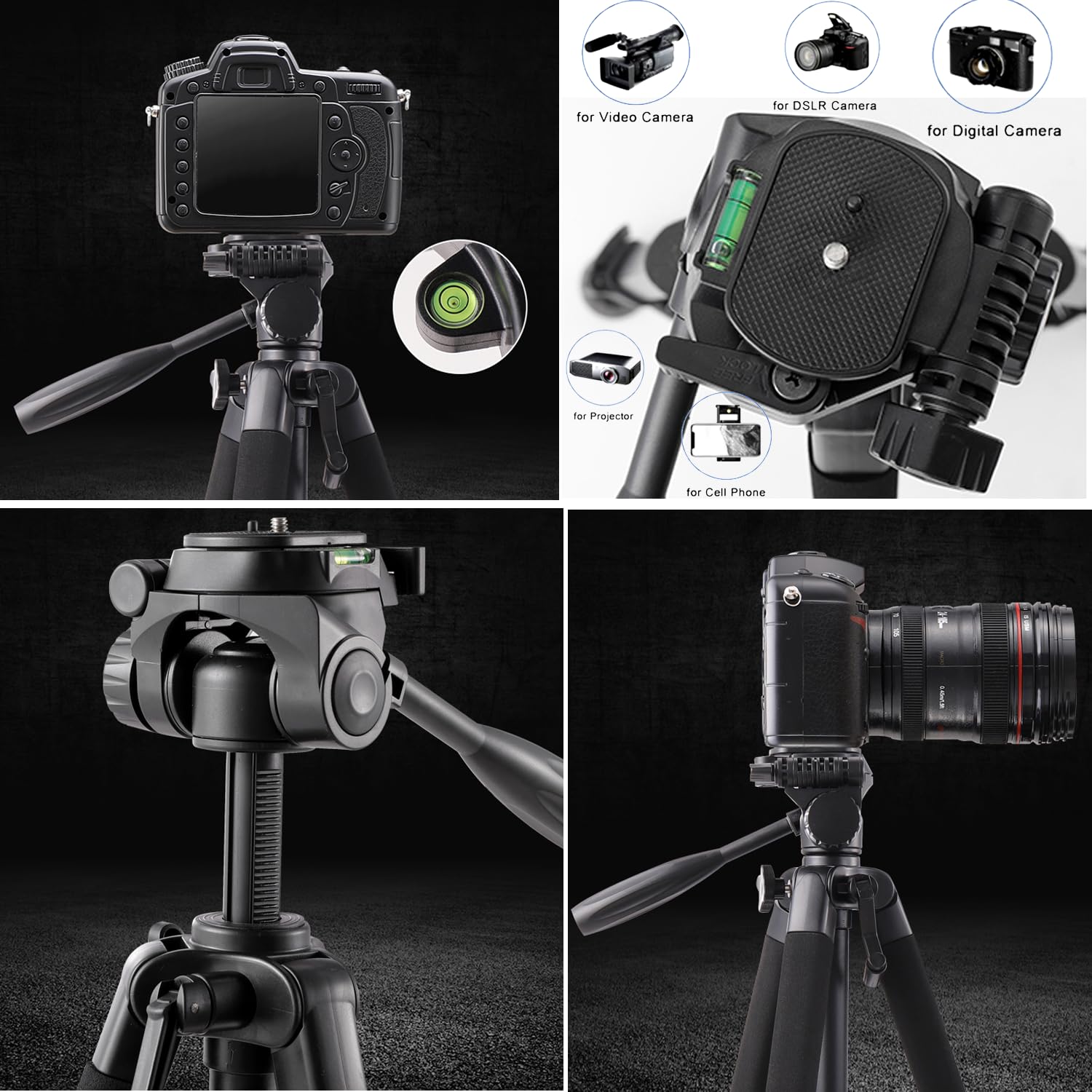 Yotetion 79 Inch Camera Bracket, 5-Section Adjustable 3-Way Gimbal Bracket, Monopod, Travel Telescope Bracket, Horizontal Telescope, Mobile Phone Professional Stand