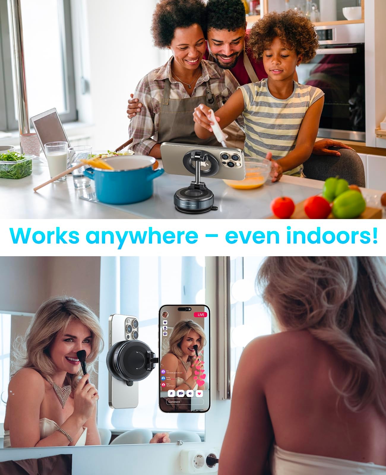 Jononser Vacuum Magnetic Suction Cup Phone Mount For Magsafe, 360° Adjustable Magnetic Phone Holder, Pocket Size Foldable Portable Cell Phone Holders For Your Car For All Smartphones & All Car Models