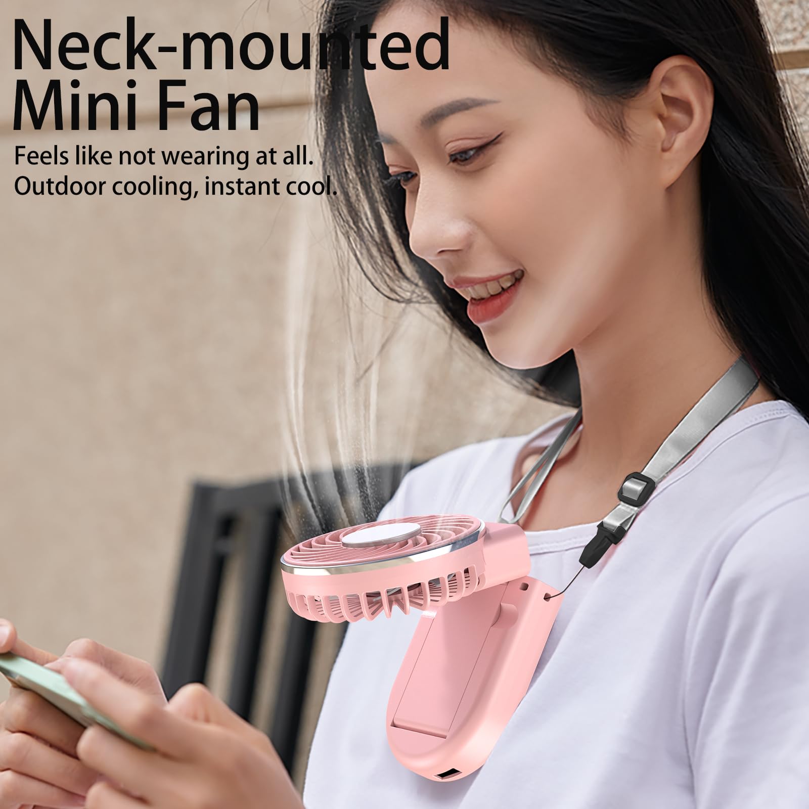 Saytay Portable Fan, 180° Foldable Storage Handheld Fan With Digital Display 3 Speed Wind Mini Fan