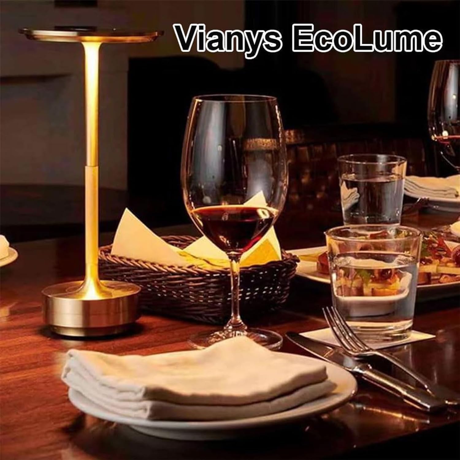 Lobuobi Sherum Vueeze Ecolume Table Lamp - Cordless, Small Kitchen Counter Lamp (Black)