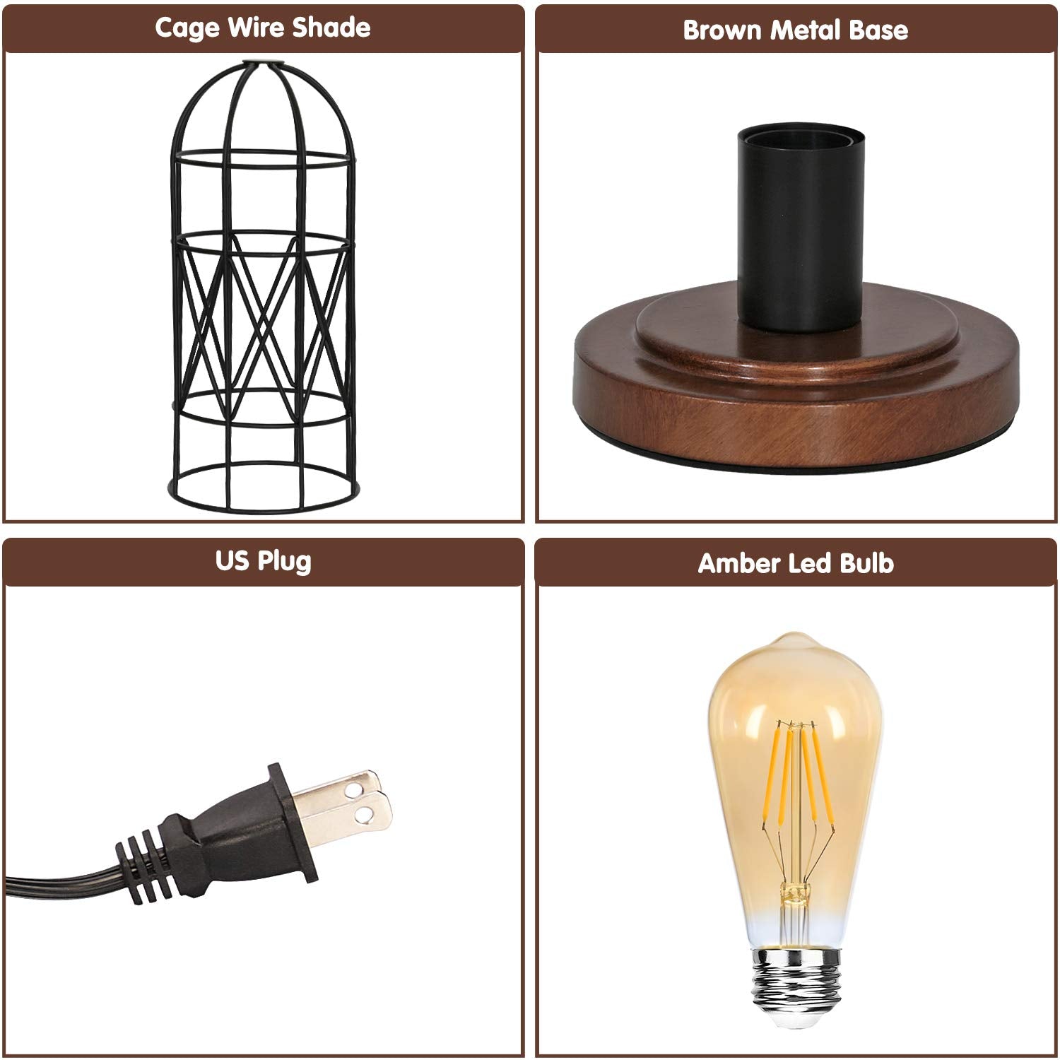 Seaside Village Touch Control Table Lamp, Industrial Bedside Lamp With 3 Way Dimmable Small Nightstand Lamp Vintage Metal Cage Table Lamp For Bedroom, Kitchen
