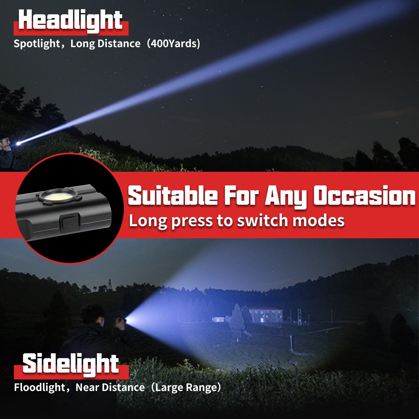 Lidefox Flashlight Rechargeable High Bright 1000 Lumen With Cob Work Light Magnetic Base And Pocket Clip Ipx4 Waterproof For Car Repairing Camping Hiking Emergency