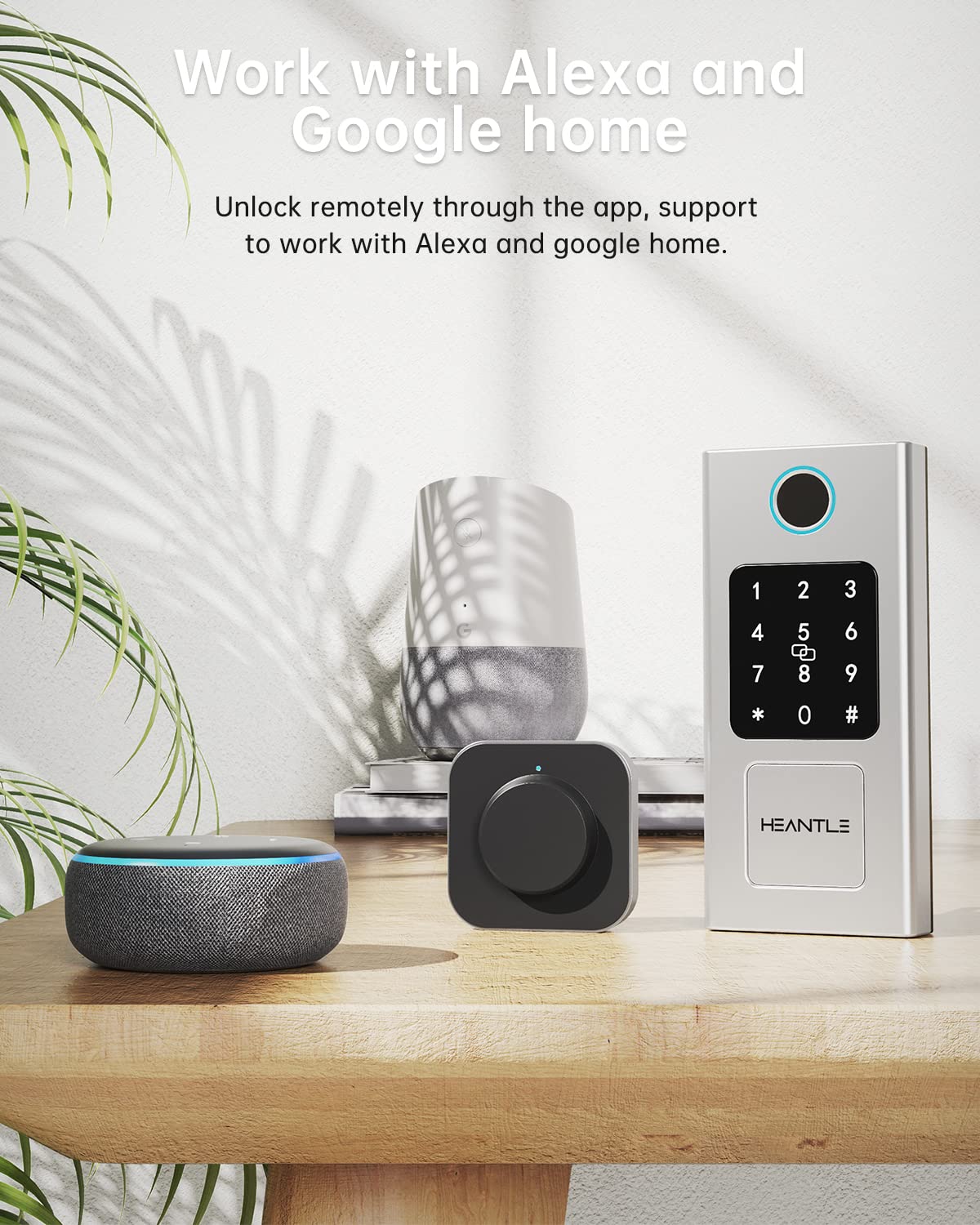 Heantle Smart Lock, Keyless Entry, Fingerprint Electronic Deadbolt Digital Bluetooth Biometric Deadbolt For Front Door, Auto Lock Work With App