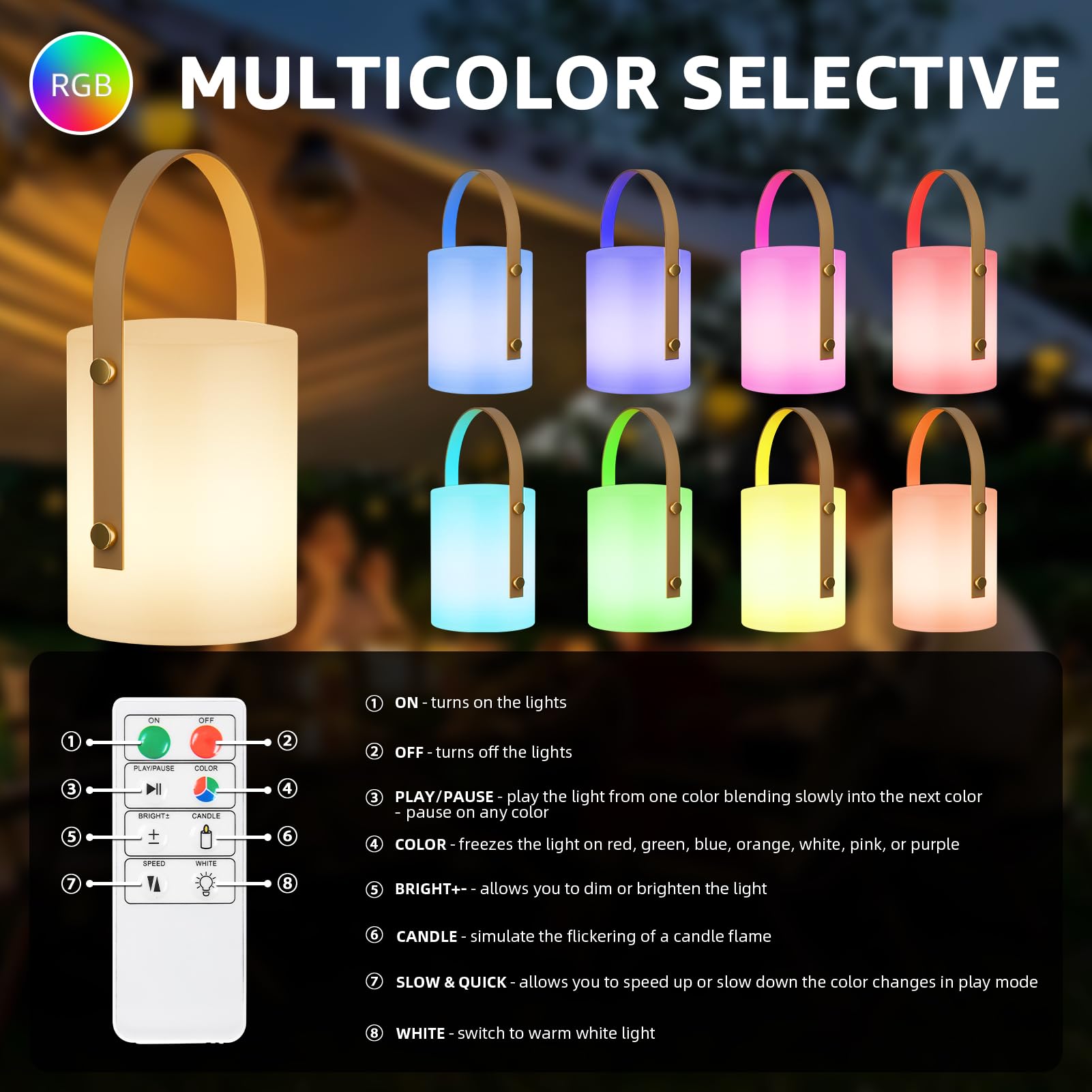 Uuffoo Outdoor Cordless Table Lamp Led Lantern Shower Lamp, Dimmable Rgb And Warm White For Patio, Camping, Restaurant, Bathroom