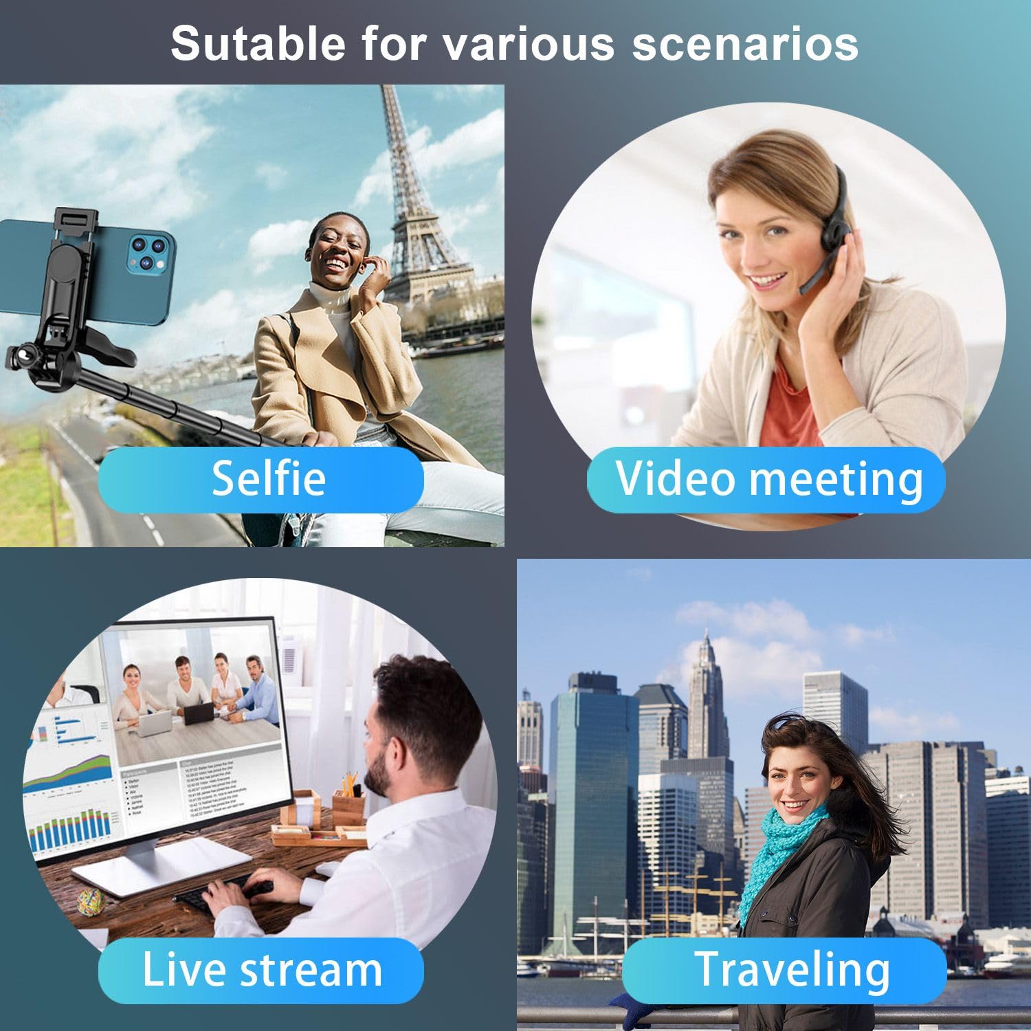 Green House Selfie Stick Phone Tripod With Remote Controller. 360°Rotatable, Lightweight, Antishake, Compatible With Iphone, Samsung Galaxy, Google, Etc. Extendable Upto 62" Fordable Min 13"