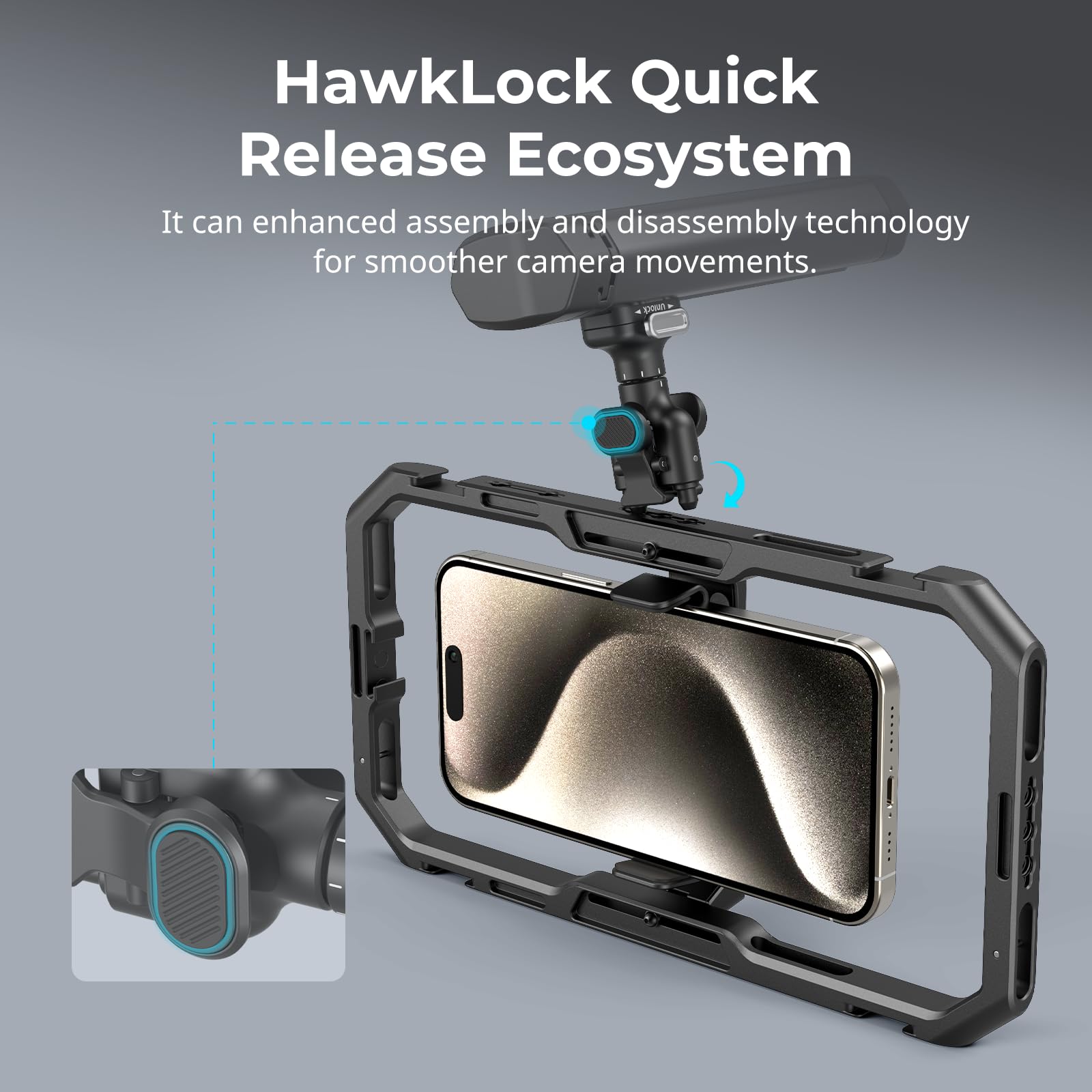 Smallrig Rotatable Bilateral Quick Release Side/Top Handle For Hawklock Quick Release Ecosystem For Smartphones 4842