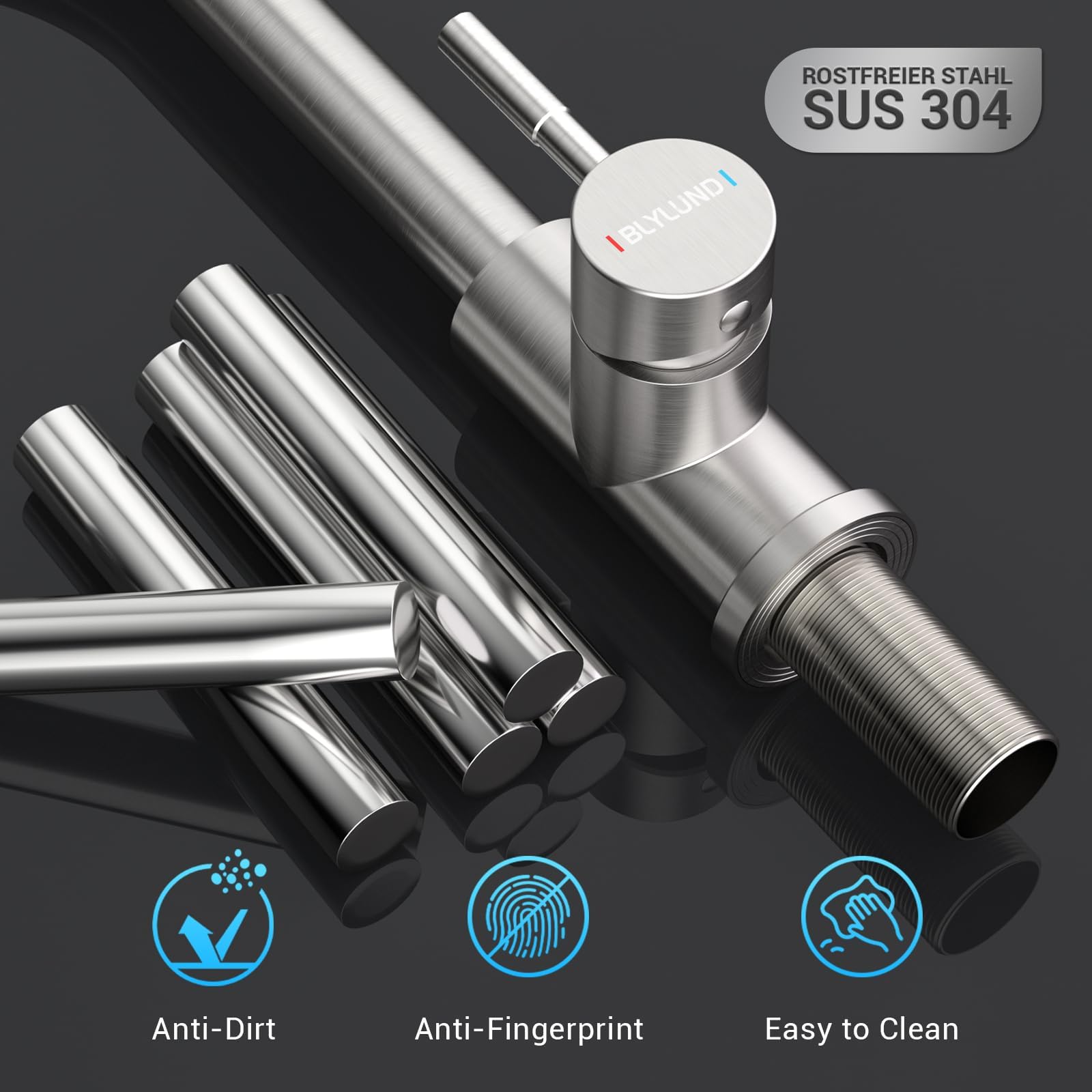 Blylund Touchless Kitchen Faucet With Pull-Down Sprayer, Kitchen Sink Faucet Brushed Nickel Faucets With Soap Dispensor, Single Handle Hands- Sensor Suitable For 1 To 4 Hole Sink, Stainless Steel