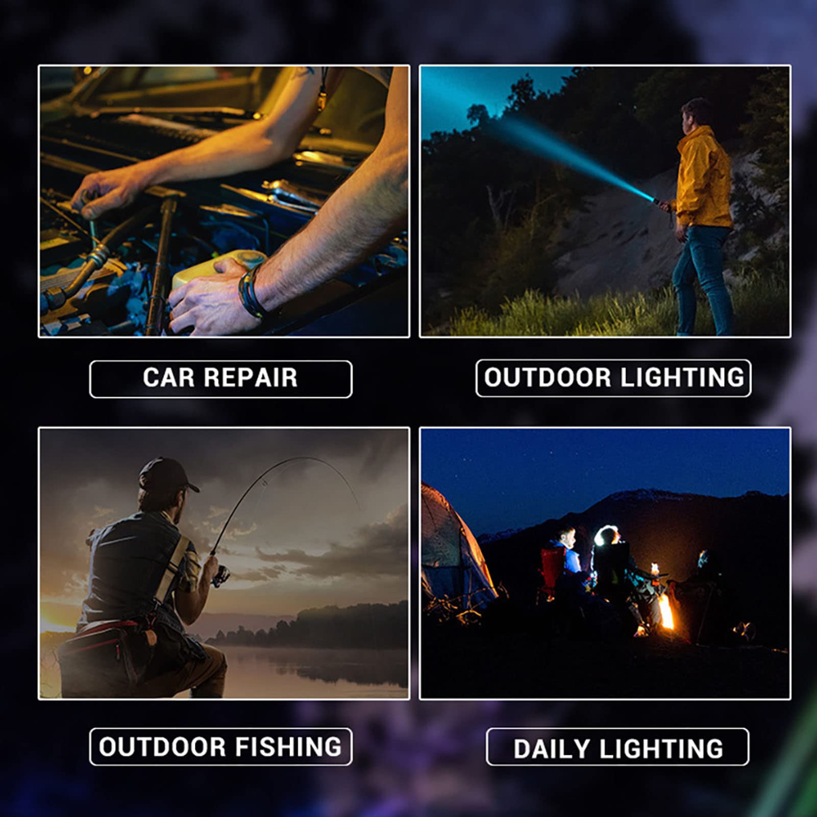 Topyond Led Flashlight With Cob Work Light,Usb Rechargeable,Ipx4 Waterproof,5 Modes,Readable Capacity For Camping,Emergency
