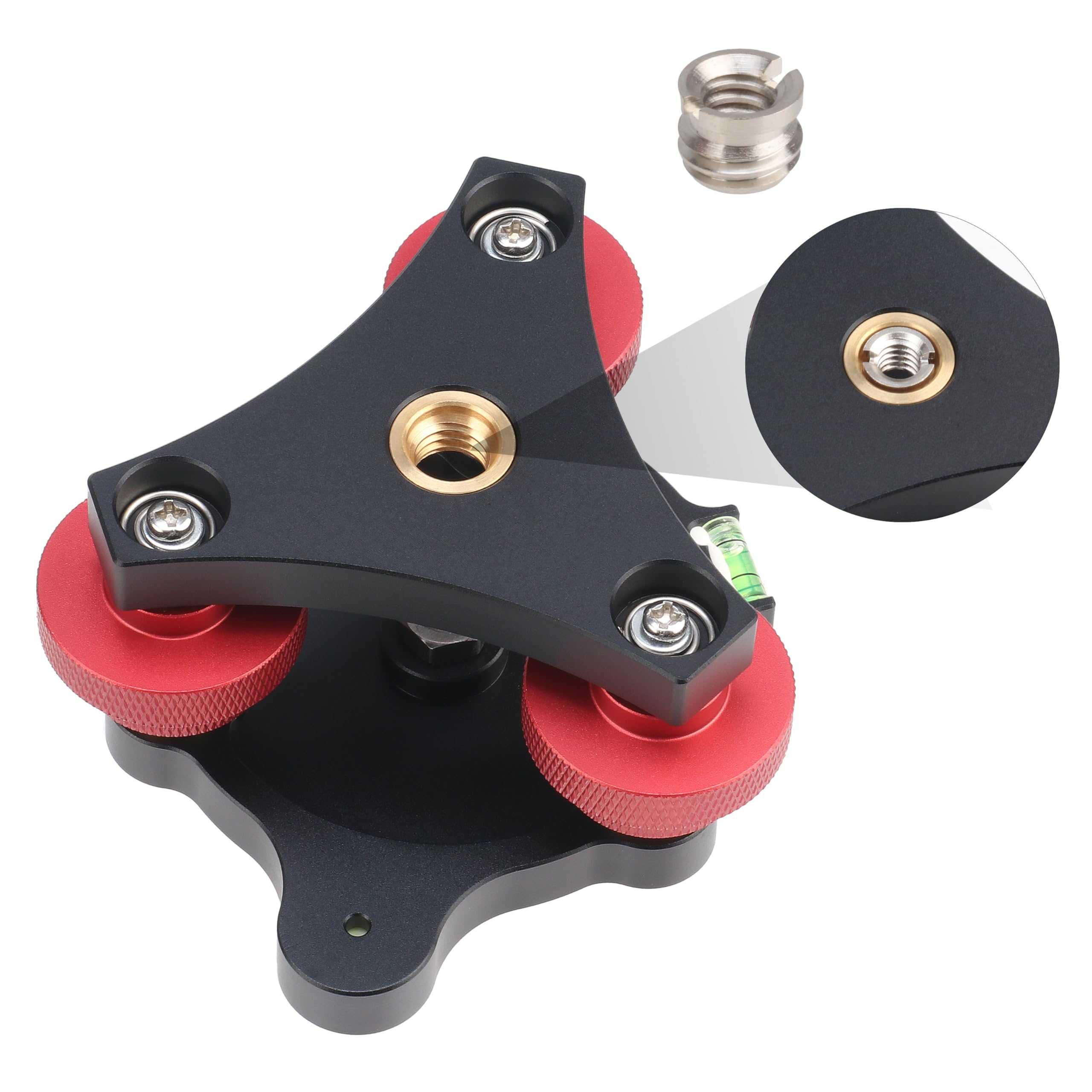 Fotga 33Lb Load Camera Tripod Lever Stand Leveling Base Tri Wheel Head -/+ 5 Degree Angle Adjustment With 3/8"-16 Thread Mount For Dslr Camera Tripod Head Panoramic Head Rail Slider Macro Photography