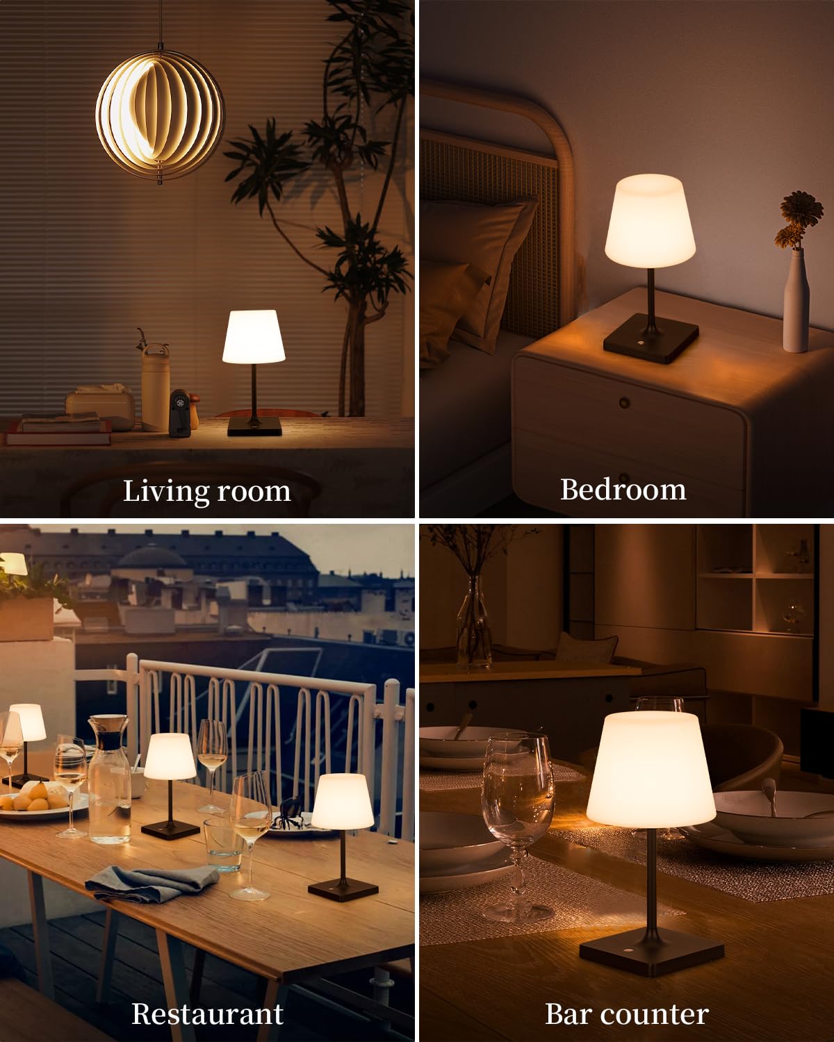 Tigkhae Led Cordless Table Lamp, 4000Mah Rechargeable, Outdoor Battery Operated Desk Lamp, Portable Waterproof Patio Table Lamps, Touch Dimmable Night Lamp, Ambient Light For Restaurant H11In