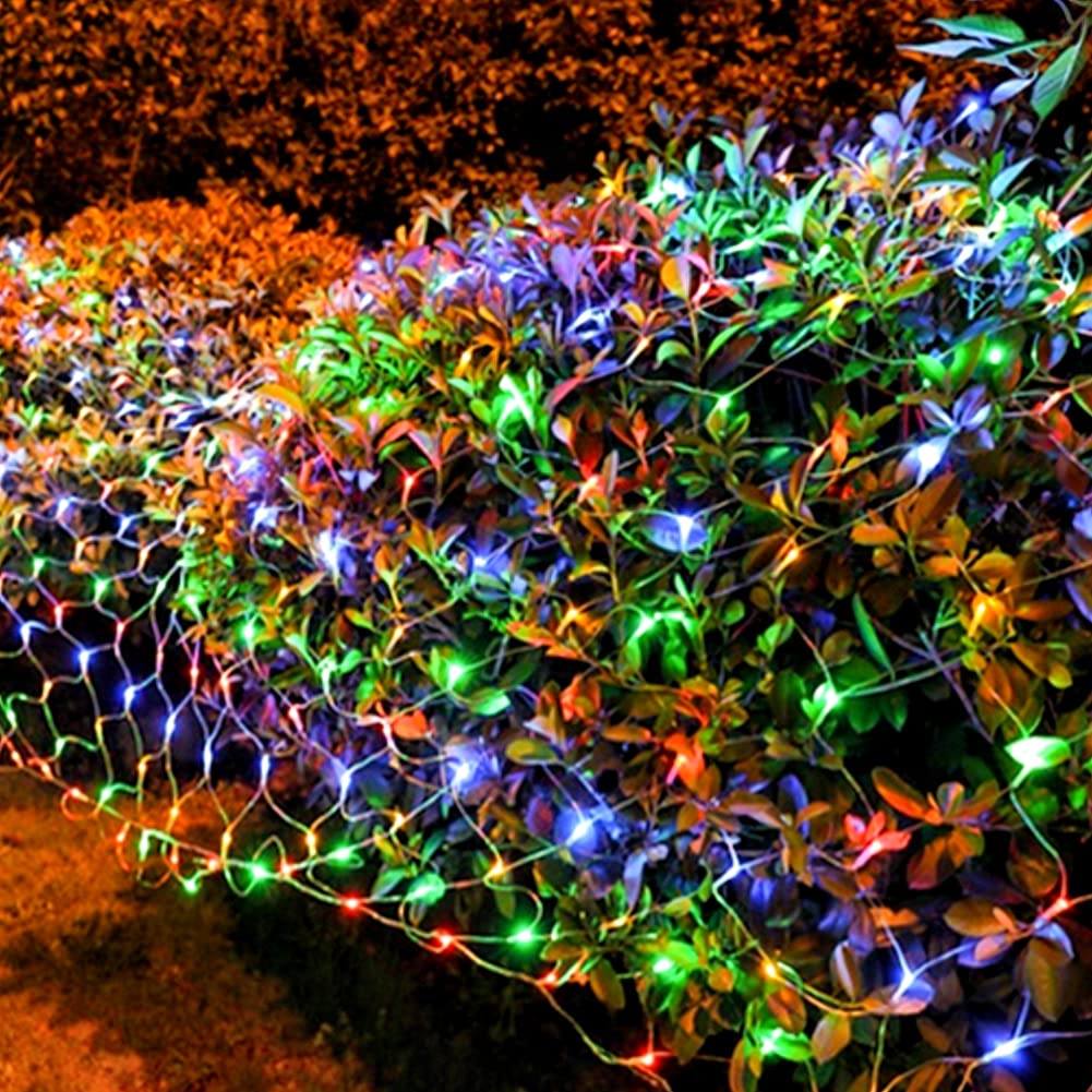 Ljlnion Christmas Net Lights, 360 Led 12Ft X 5Ft Connectable Mesh Fairy String Lights,8 Modes Low Voltage Safe Adaptor For Xmas Trees, Bushes, Wedding, Outdoor Garden Decorations, Multicolor