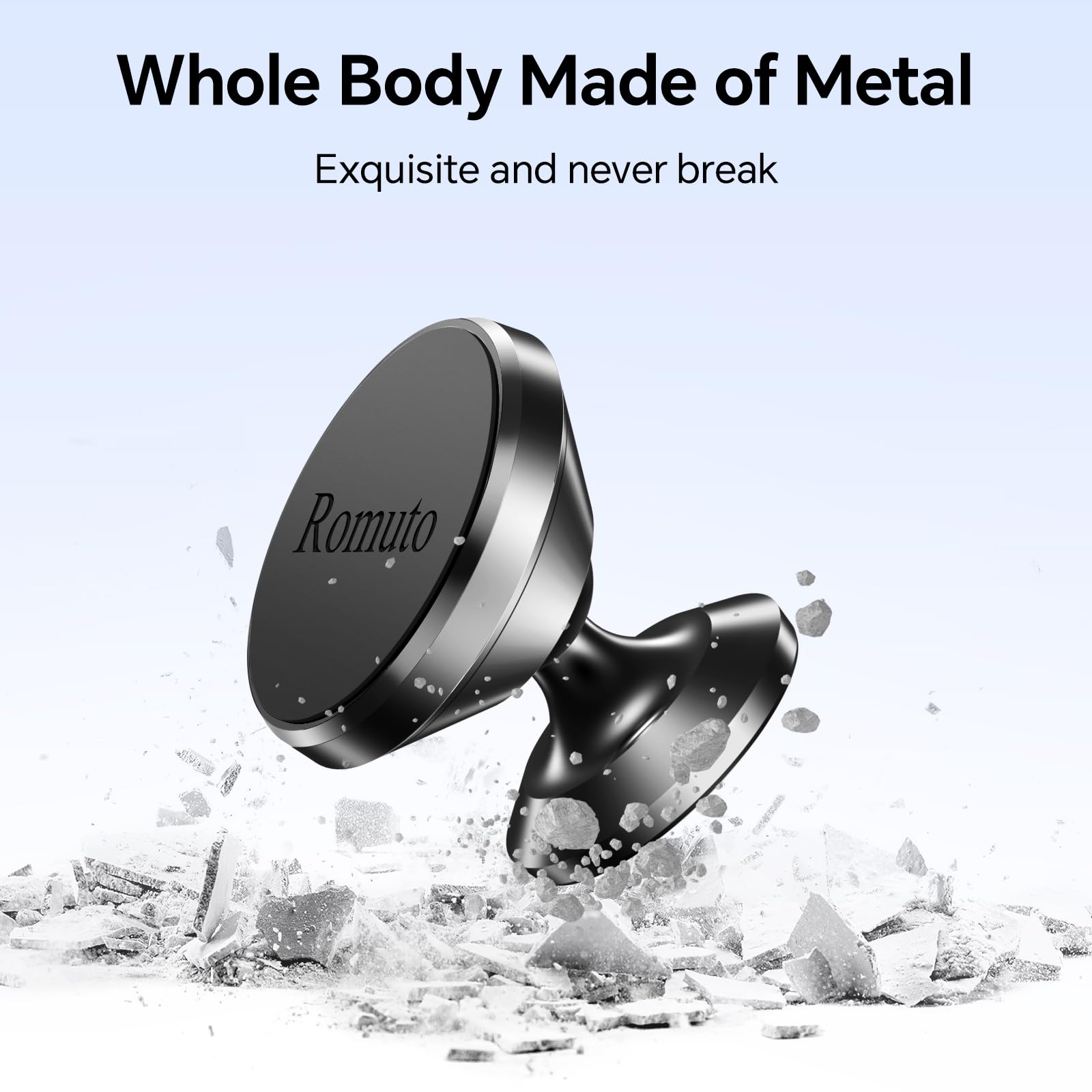 Romuto 【 2-Pack 】 Magnetic Phone Holder For Car Dashboard【Strong Magnet】Iphone Magnetic Phone Mount For Car Phone Holder 【4 Metal Plate】Cell Phone Holders For Your Car Mount For Iphone 16 Pro Max 15 14 13 12