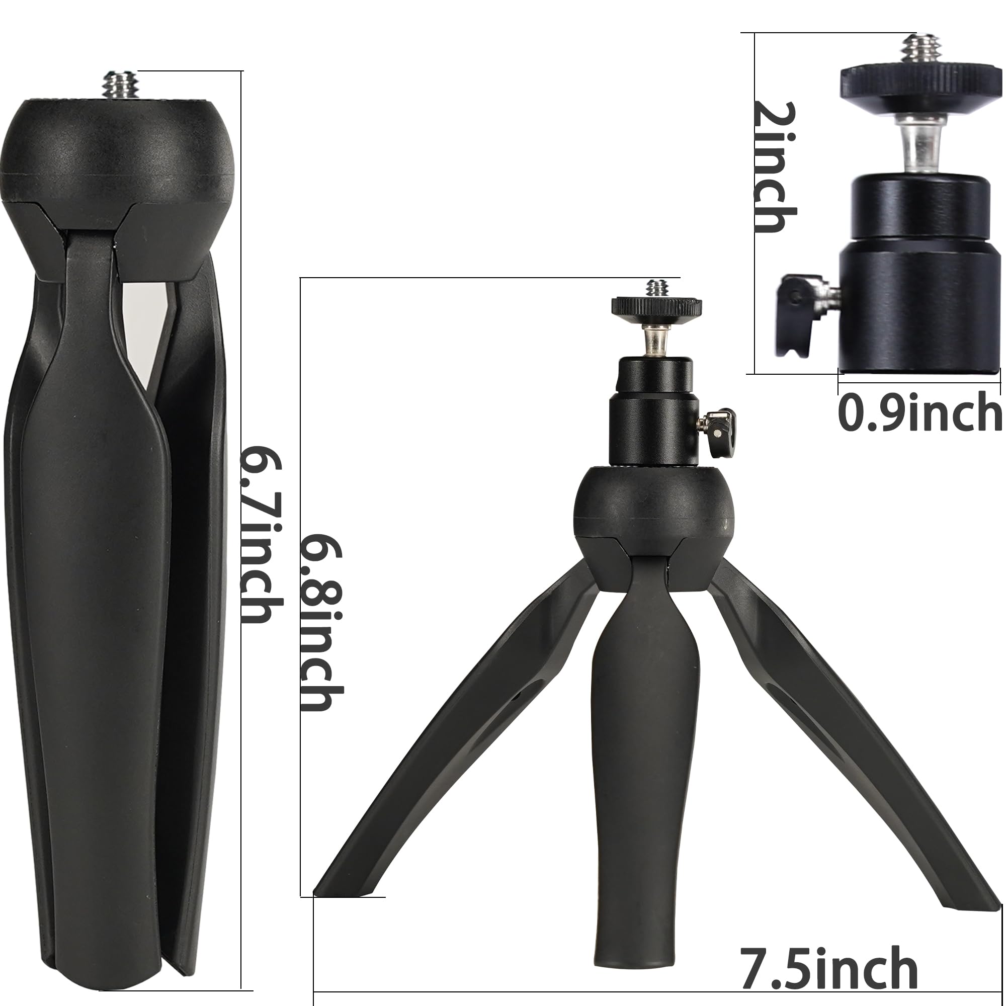 Pixel Camera Mini Desktop Tripod Stand With Universal 1/4 Screw Ball Head For Dji Osmo Pocket 3 Mirrorless Cameras, Webcams, Action Video Cameras,Mini Ring Selfie Light，Smartphones, And Selfie Sticks