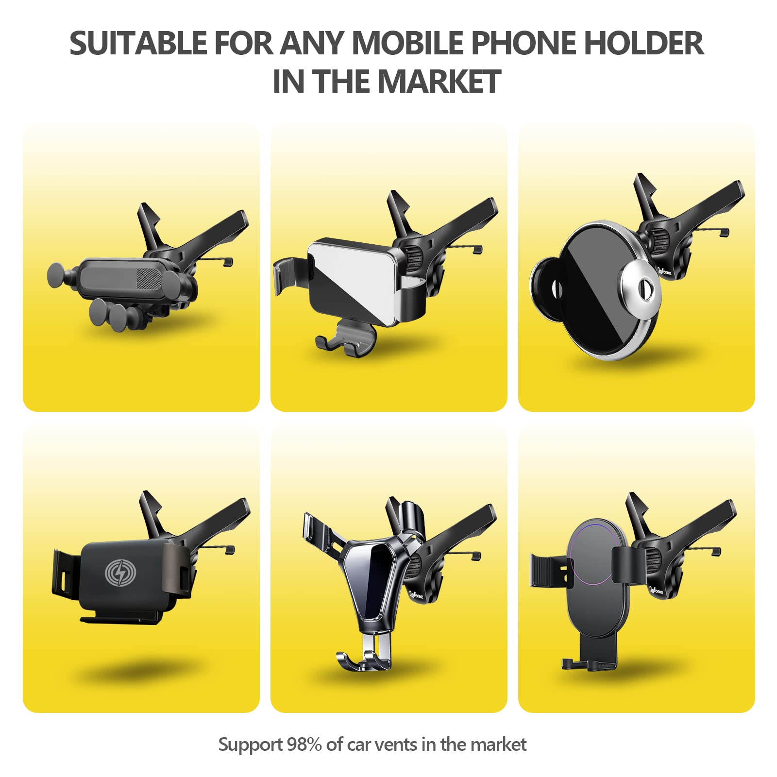 Lofome Universal Air Vent Clip For Car Mount,Sturdy Vent Grip For Most Car Phone Holder&Wireless Car Charger-Only Vent Clip For Replace/Upgrad(Compatible With Joint Ball Diameter 0.67 In/17Mm)