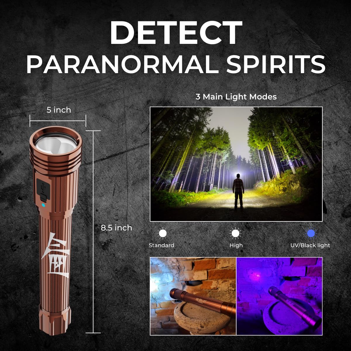 Us Ghost Adventures Ghost Torch Ghost adventure flashlight  3 Light Modes  Uv & Blacklight Options  Halloween Gadget  Gothic Home Decor  Spooky Tools