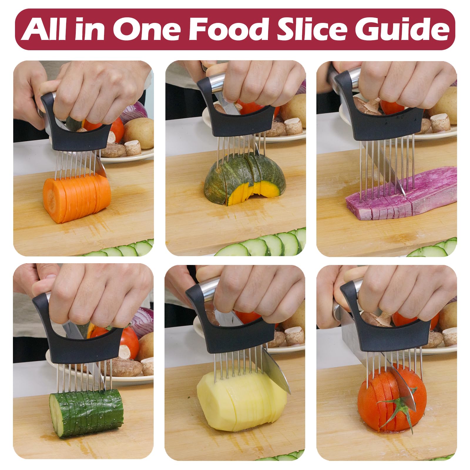Jayvar Onion Holder for Slicing, Onion Cutter Vegetable Chopper, Stainless Steel Tomato Slicer Vegetable Cutter for Potato