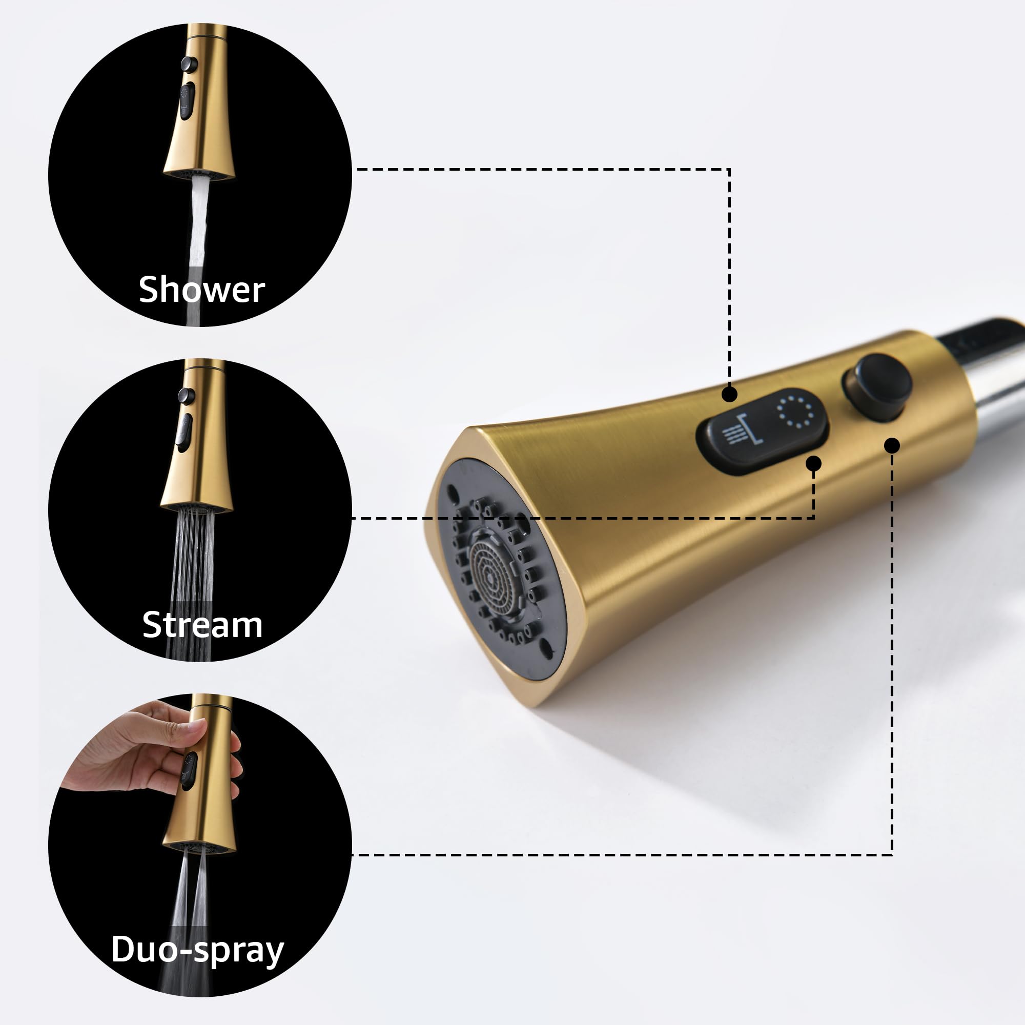 Amazing Force Kitchen Faucet, Kitchen Faucets With Pull Down Sprayer, Kitchen Sink Faucet, Faucet For Kitchen Sink, Magnetic Docking Spray Head, Brass Construction Brushed Gold