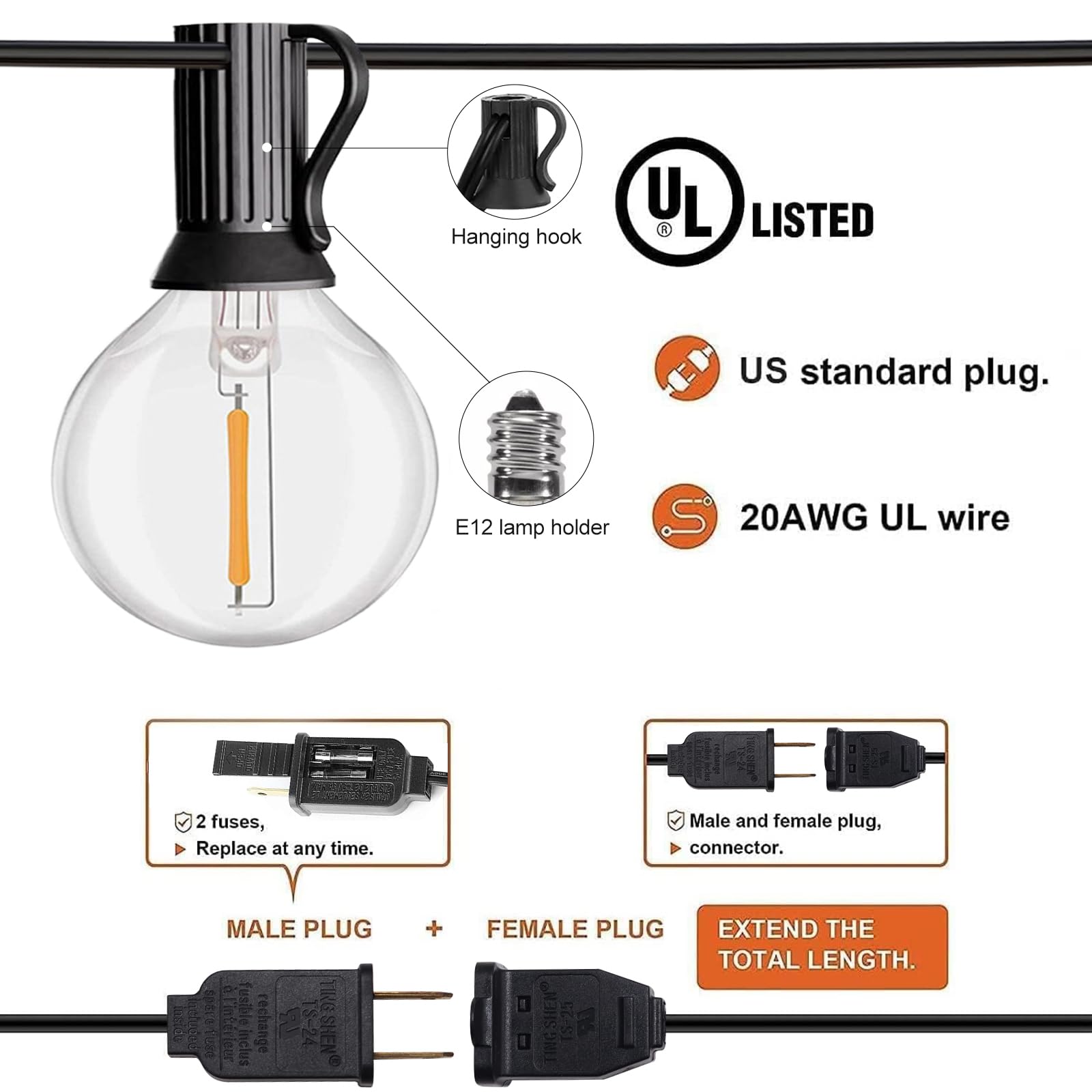 Histar Led 30Ft Outdoor String Lights With Remote Waterproof Patio Lights 27 Dimmable G40 Bulbs, Outdoor Globe String Lights Decorative Backyard Bistro Garden Balcony Cafe Lights