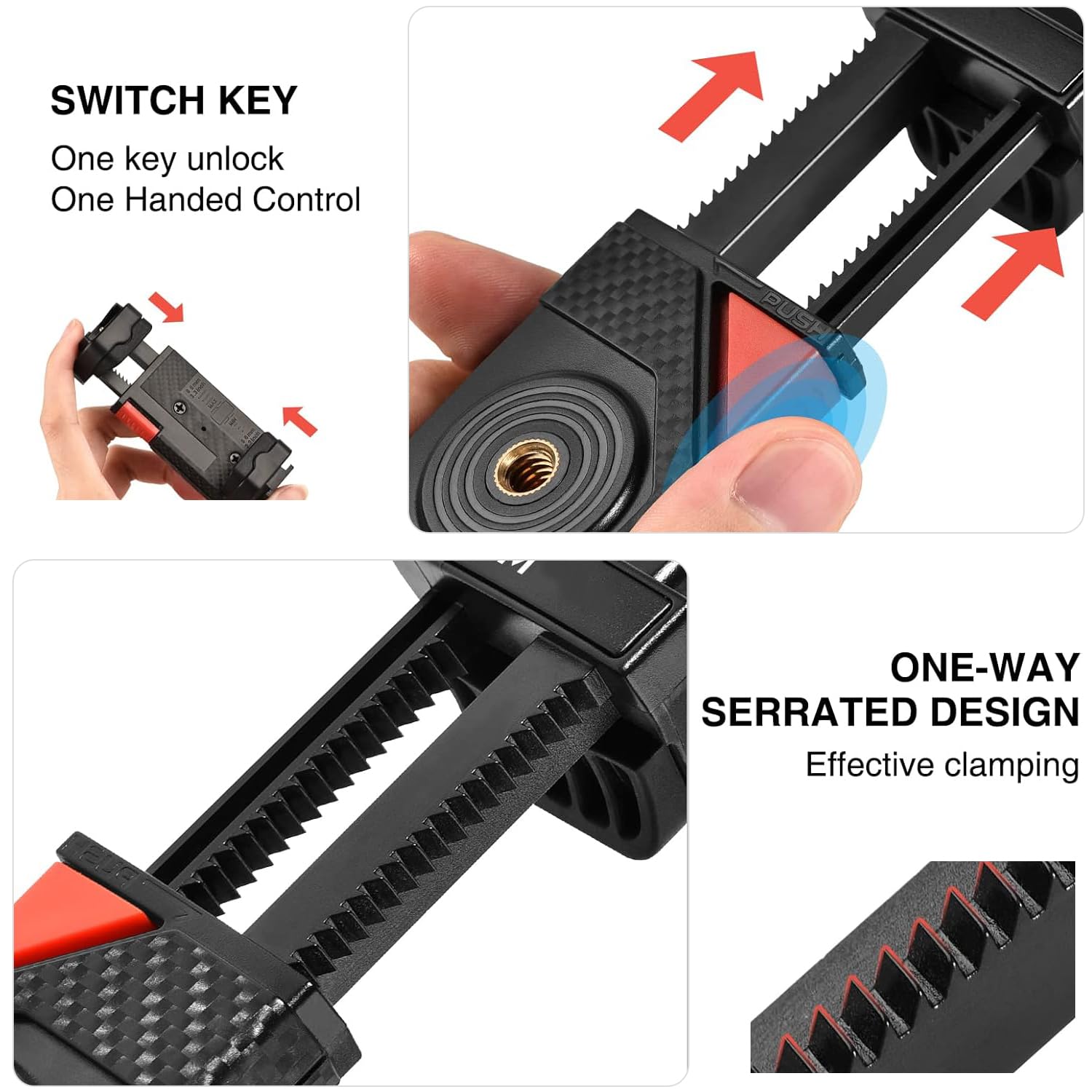 Xamorest Tripod Phone Mount, Phone Holder/Vertical And Horizontal Tripod Mount Adapter Rotatable Bracket With 1/4 Inch Screw/Adjustable Clip For Phone, Selfie Stick, Camera Stand