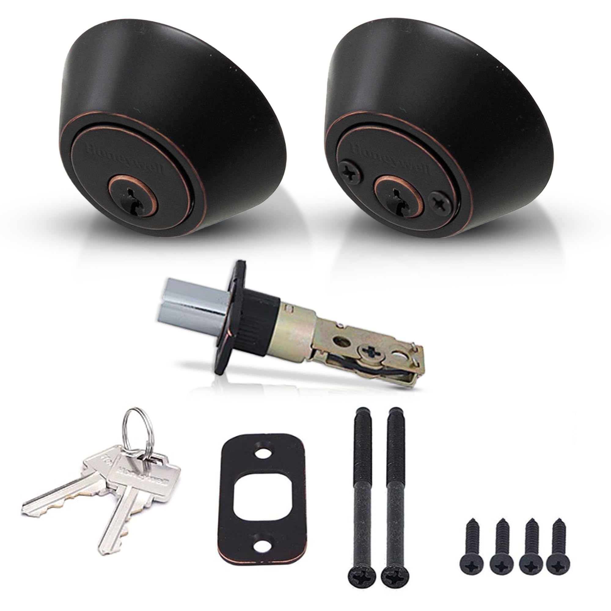 Honeywell Safes & Door Locks - Double Cylinder Deadbolt Door Lock - Double Sided Lock Reversable For Left & Right Handed Doors - Anti Bump Resistant - 3 X 5 X 8.5 In - Oil Rubbed Bronze - 8112409