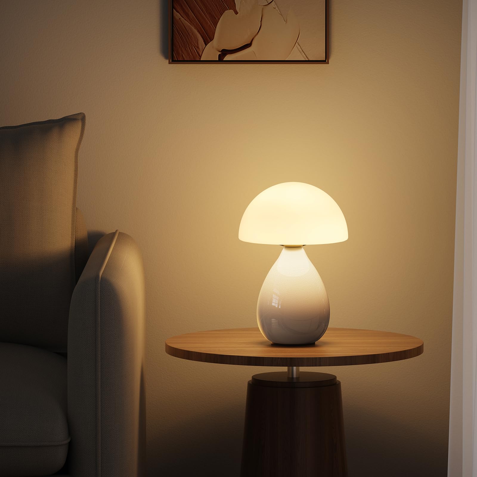 Vanbolon Mushroom Lamp Small Lamp, Mini Table Bedside Nightstand For Bedroom, Cute Night Light Dimmable Home Decor For Living Room Girl