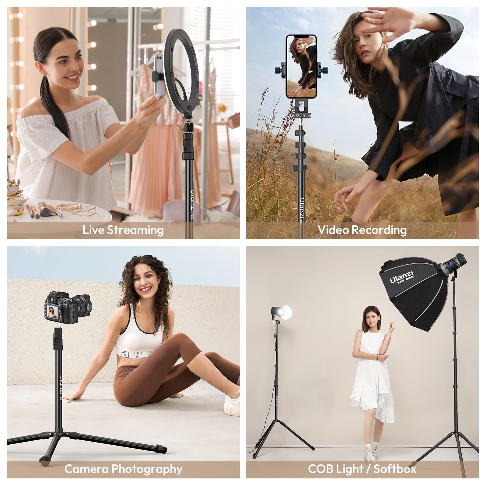 Ulanzi T270 Light Stand - 8.8Ft/270Cm Adjustable Photography Light Stand Tripod, Aluminum Portable Studio Lighting Stand For Softbox, Led Video Light, Reflector, Strobe, Photo Video Photography