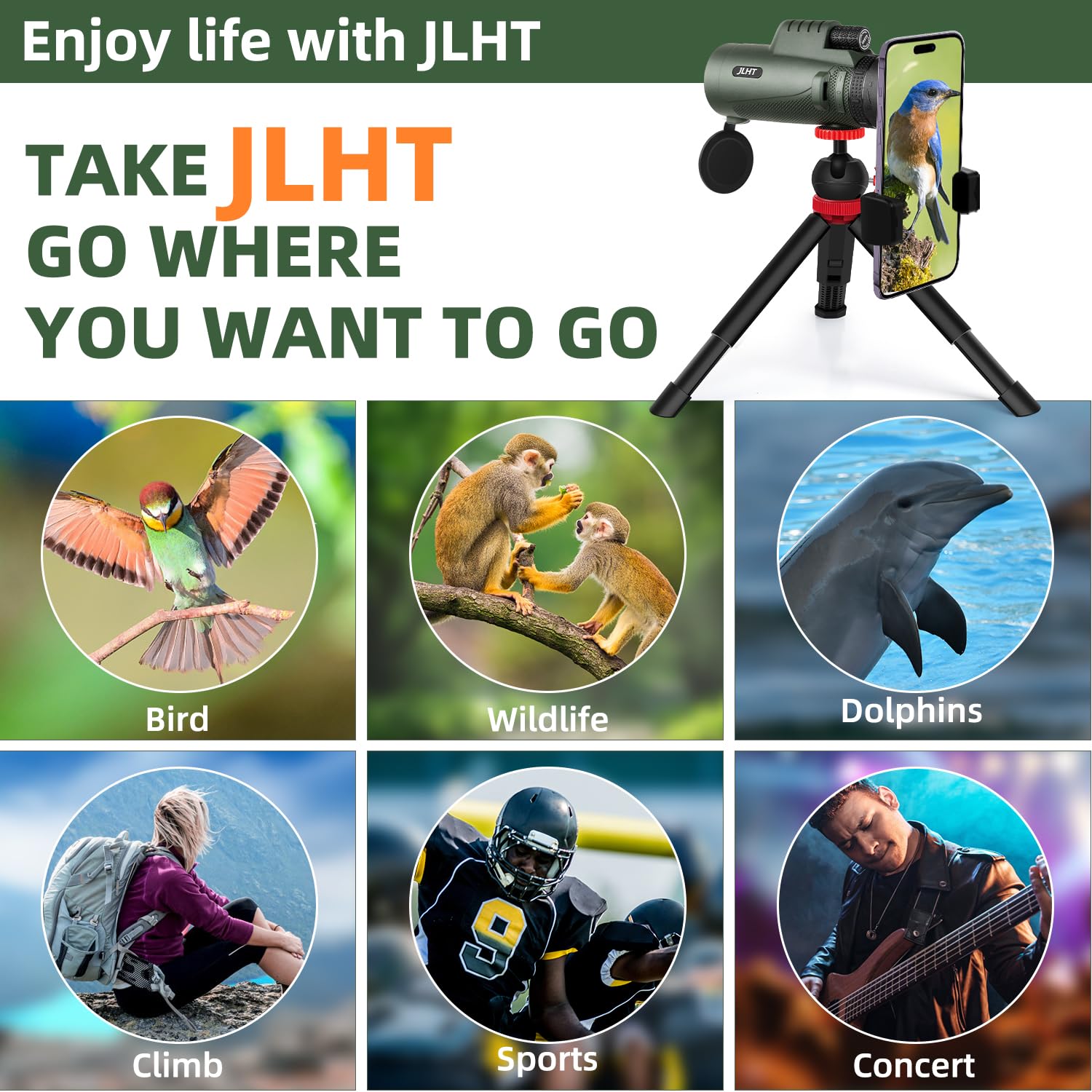 Chicy 40X60 High Power Monocular With Smartphone Adapter, Tripod, Bag - Bak4 Prism And Fmc Lens For Bird Watching, Hunting, Hiking, Camping