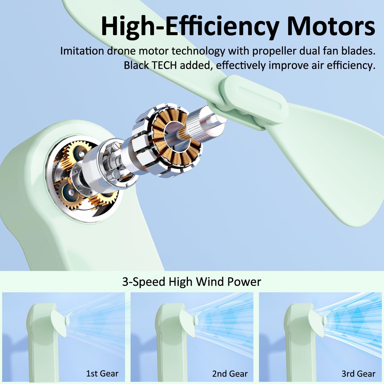 Rechargeable 3-in-1 fan with power bank, flashlight, and long battery life for personal cooling