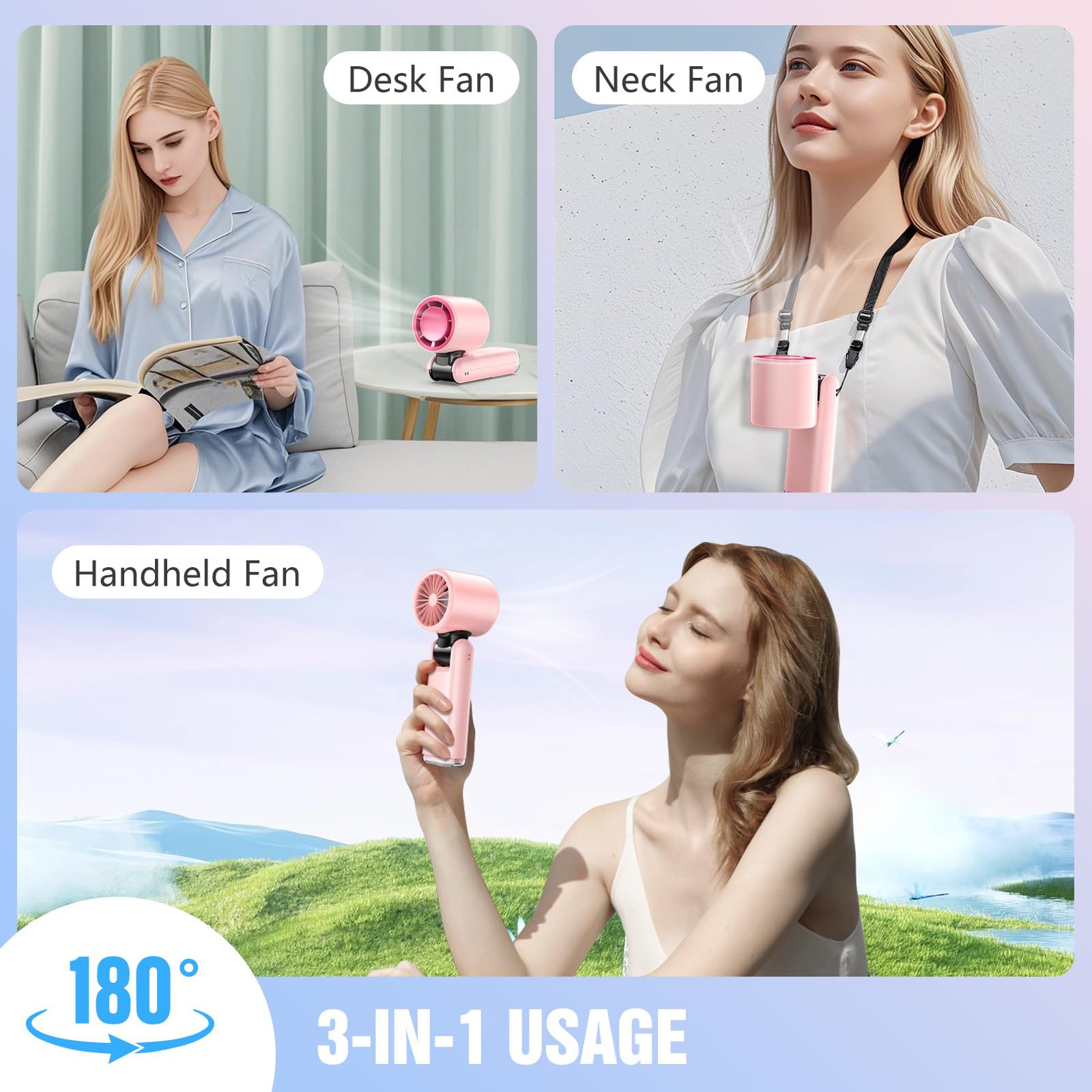Portable Handheld Turbo Fan, Portable Mini Fan 6000Mah Rechargeable, 24 Hrs Cooling Time,High-Power