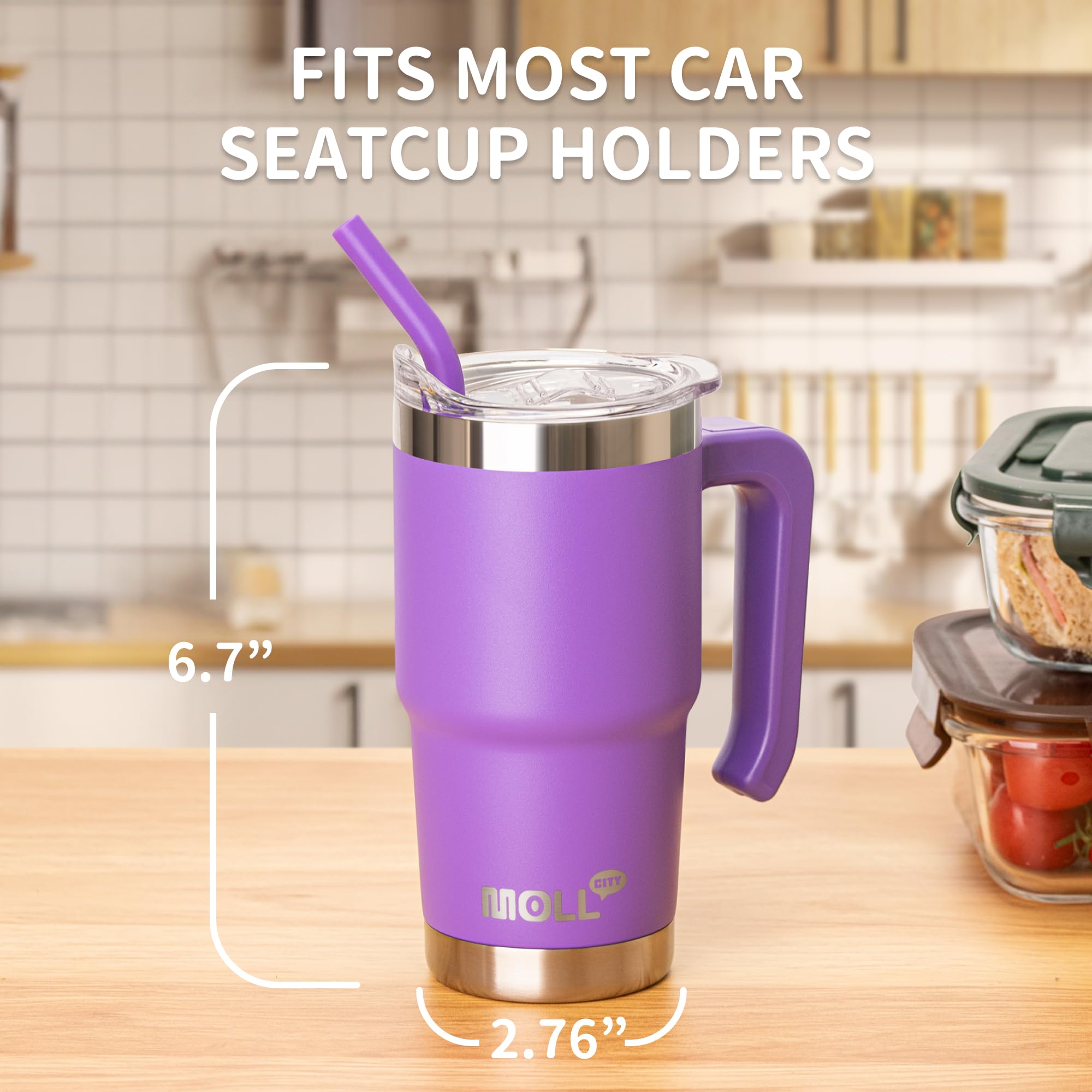 Kids 16 Oz Tumbler With Handle-Stainless Steel Double Wall Vacuum Insulated Travel Mug Water Cup