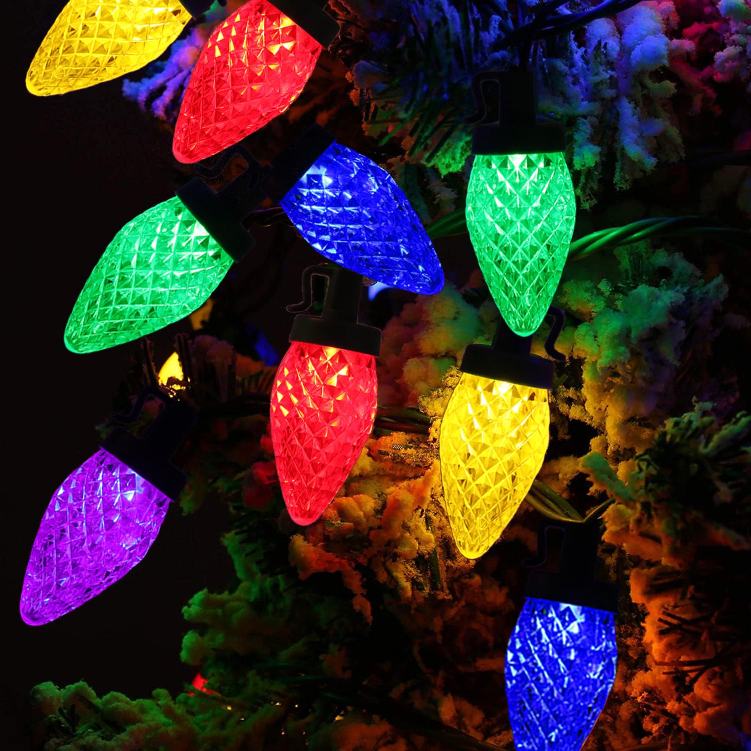 Ohwewant 31Ft 50 Led C9 Solar Christmas Lights Outdoor, Multicolored Solar String Lights, Waterproof Christmas Decorations For Xmas Tree, Patio, Yard, Porch
