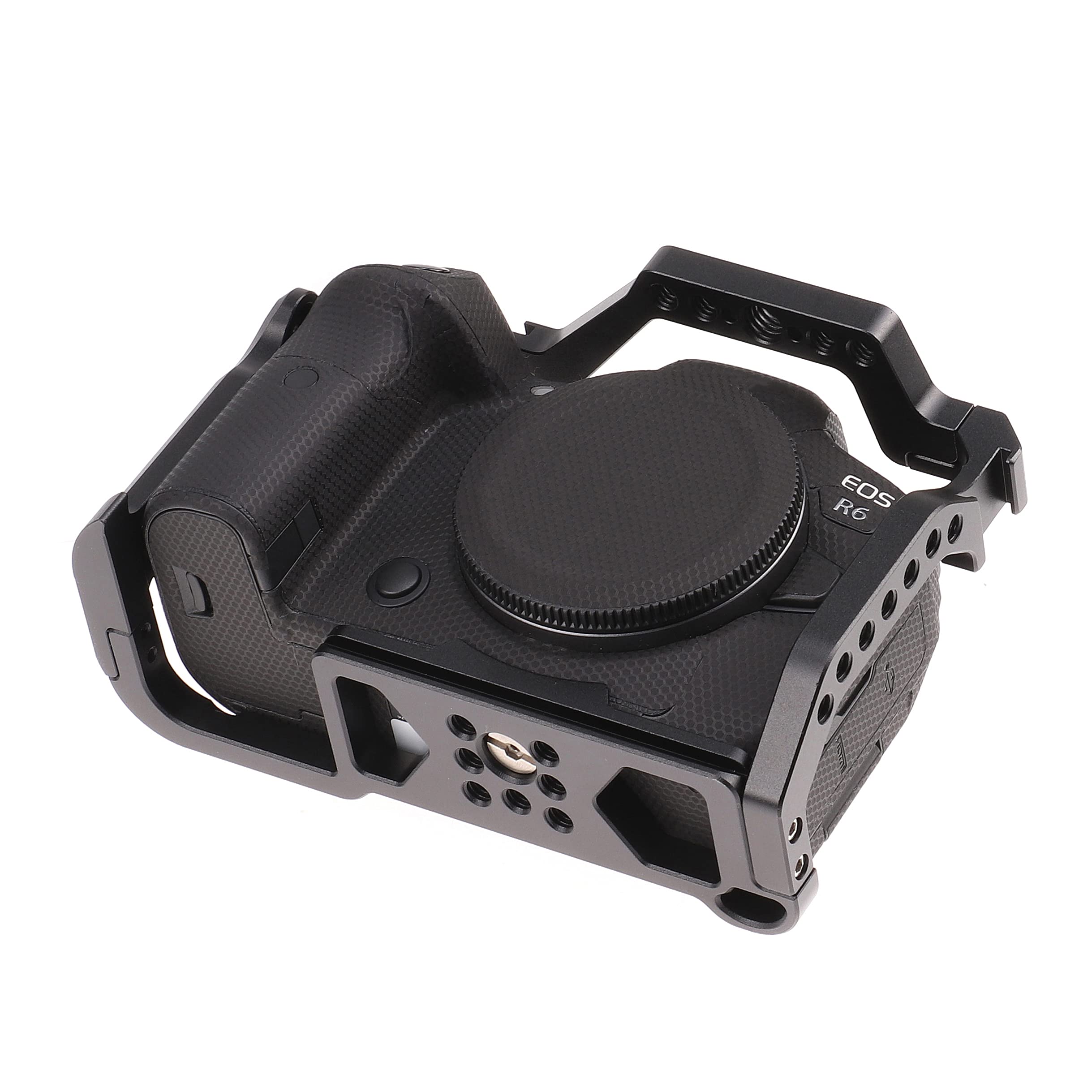 Hersmay R5 R6 Cage With Top Handle,Aluminium Alloy Camera Cage For Canon Eos R5 R6 Mirrorless Cameras, Vlogging Video Shooting Filmmaking Rig Stabilizer With 1/4" Mounting And 3/8" Arri Locating Hole
