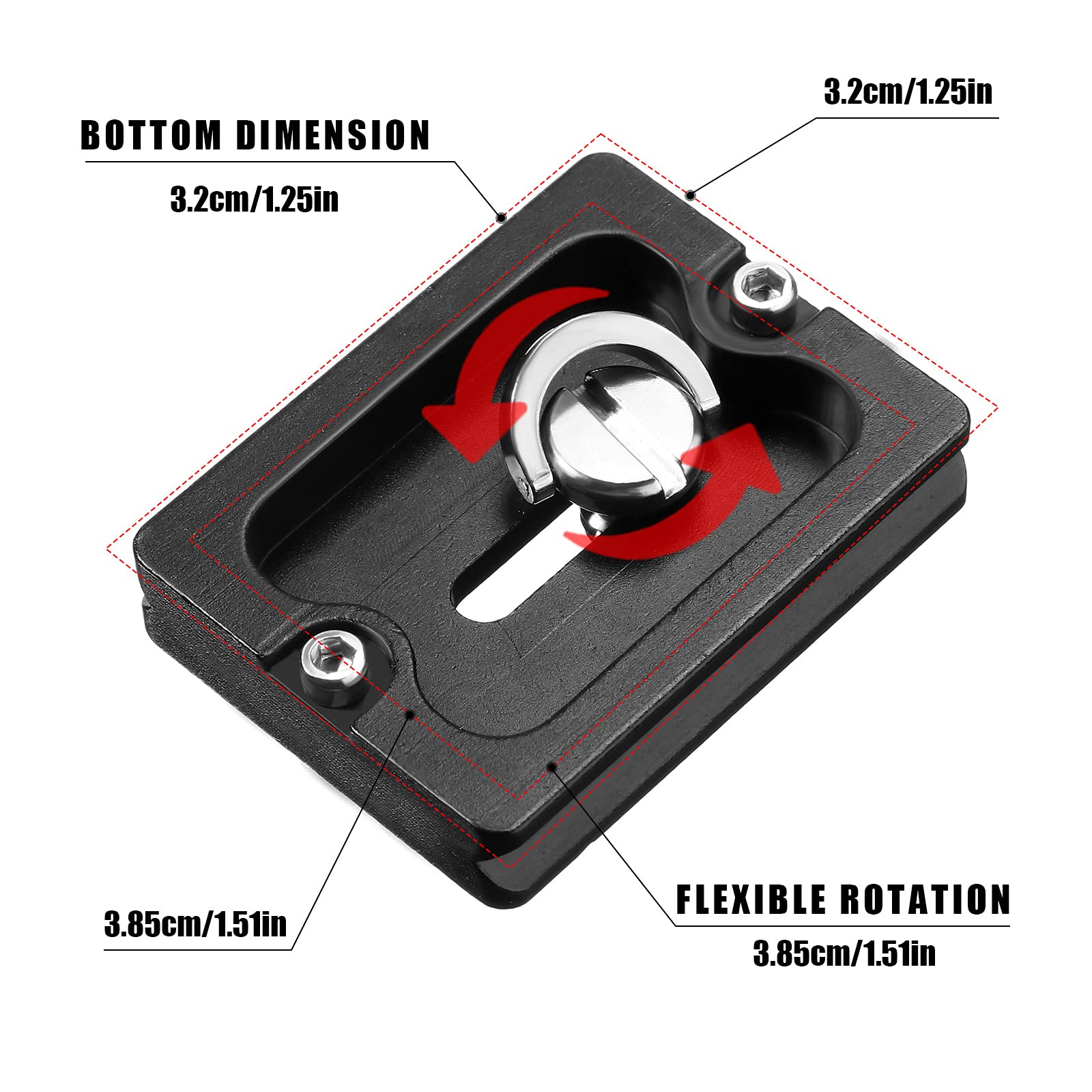 Frienda 2 Pieces Metal Quick Release Plate With 1/4''-20 Camera Screw Tripod Mount Plate Fits Standard For Dslr Camera Tripod Ball Head(Black,Pu50)