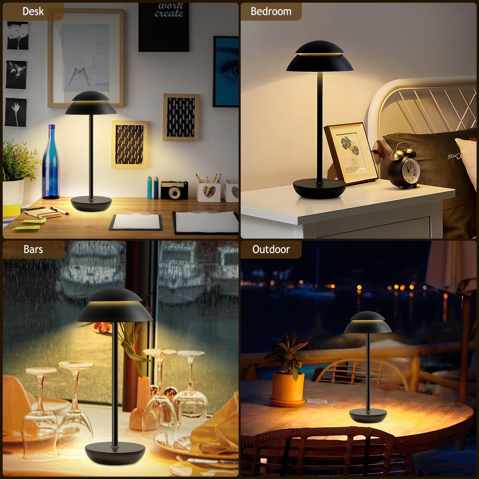 Cchkfei Rechargeable Cordless Table Lamp, Wireless Cordless Usb Rechargeable Battery Touch Lamps Bedside, Dimmable Bedside Lamps Night Lamp For Living Room, Bedroom, Kitchen, Outdoor & Indoor