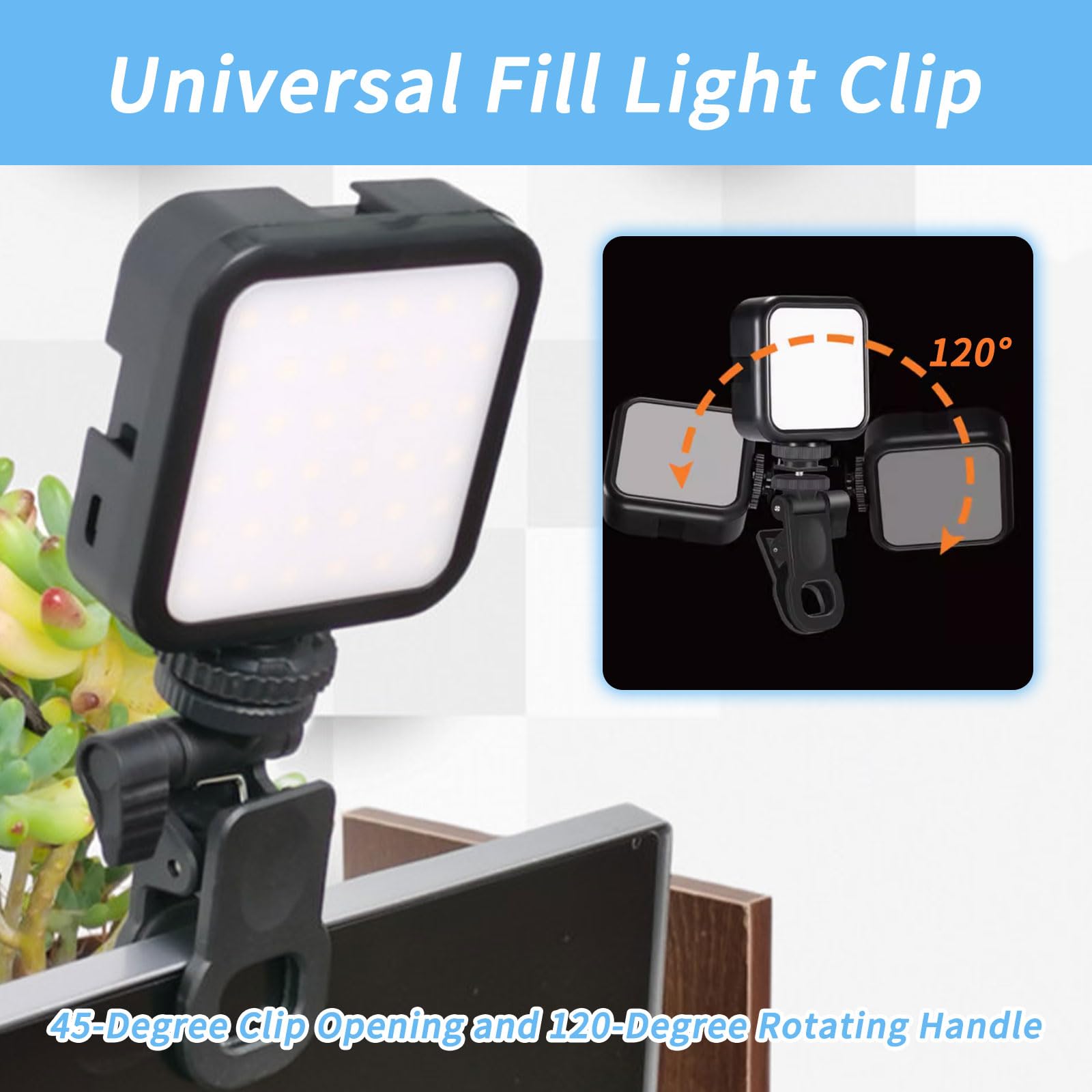 Yafiygi 2 Packs Monitor Clip Webcam Clamp Camera Mount Screen Lcd Display Top Hanger For Light Stand Phone Video Tripod Tablet Live Stream Universal 1/4 Screw Connector Holder(Black White)