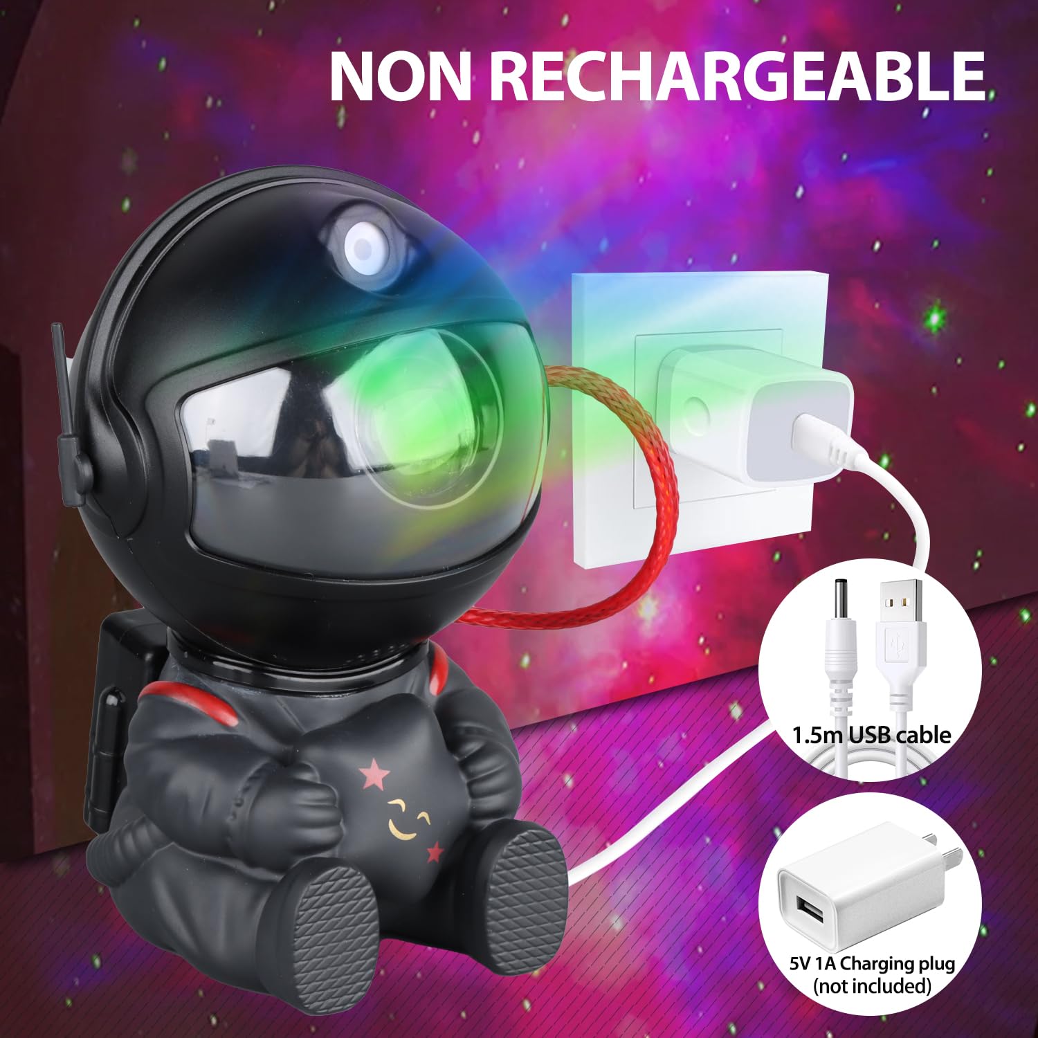 Yxqua Astronaut Star Projector, Star Projector Galaxy Light For Kids，8 Modes Remote And 270° Adjustable Led Lights For Bedroom, Girls Room Decoration, Home Theater, Ceiling, Timer(Original Black)