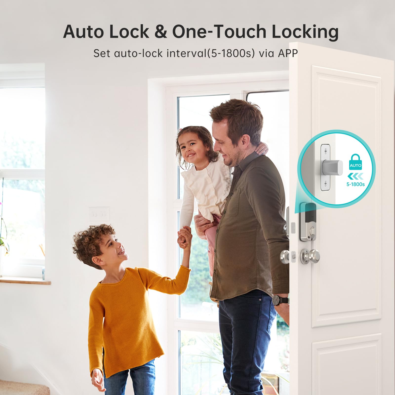 Hornbill Smart Wifi Door Lock Set: Silver Keyless Entry Door Lock Deadbolt With Handle Set Fingerprint With 2 Knobs Alexa Bluetooth Remote Code Auto For Home Hotel Security