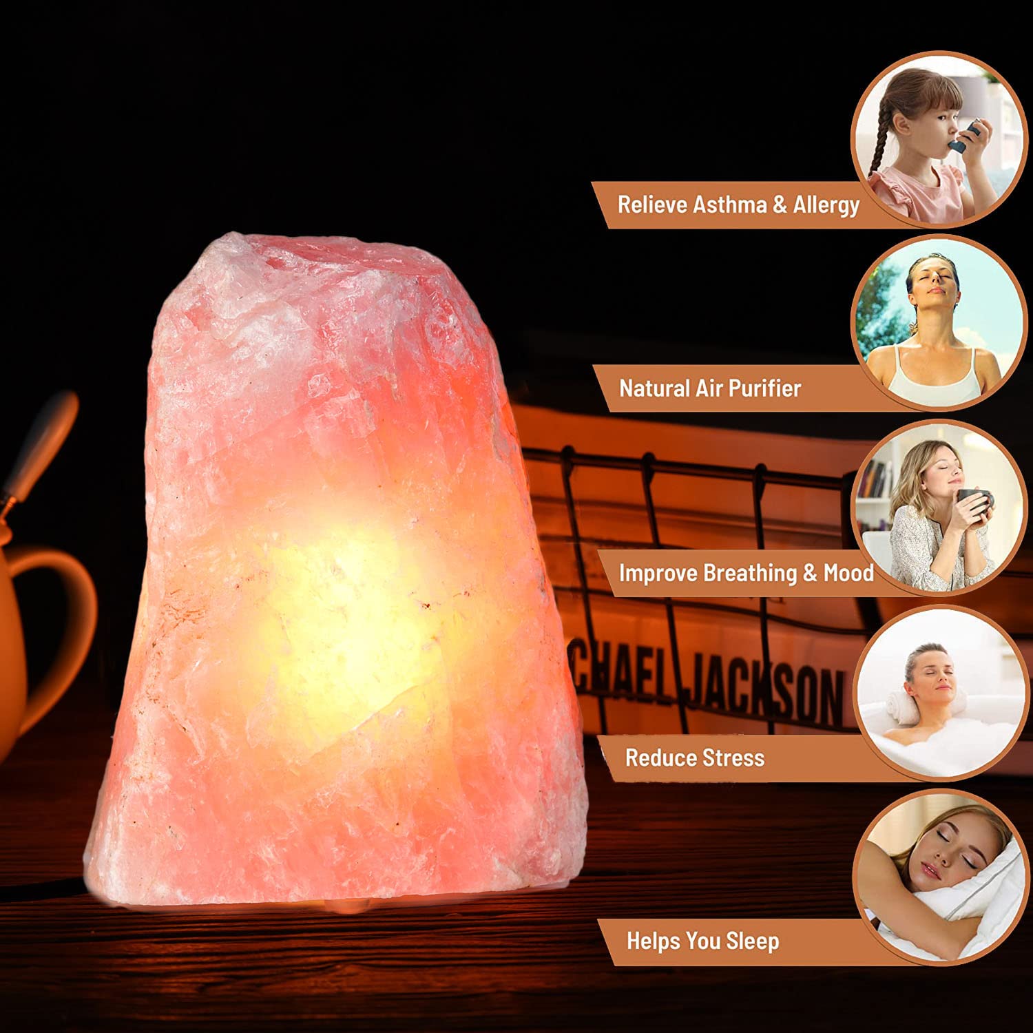 Jic Gem 4-5.5 Lbs Rose Quartz Crystals Lamp, Natural Crystal Night Light Lamp Hand Carved Pink Table Lamp Home Decoration 5-7"