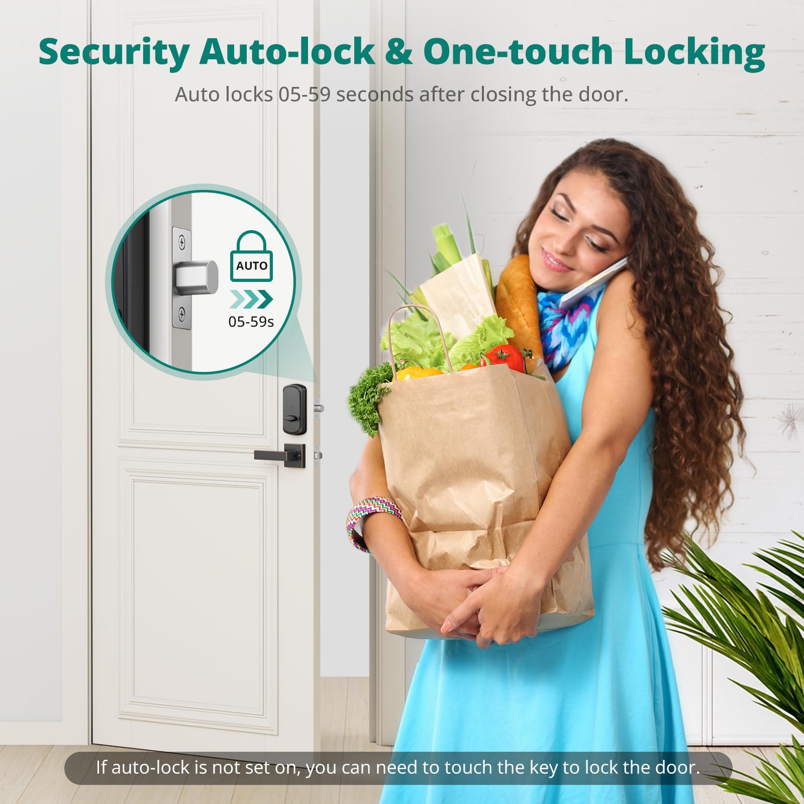 Akagear Ds10 Pro Keyless Entry Door Lock With Handle Set, Smart Front Door Locks Set, Electronic Keypad, Fingerprint Deadbolt, Bluetooth App Control, Auto-Lock & One Touch Locking, Oil Rubbed Bronze