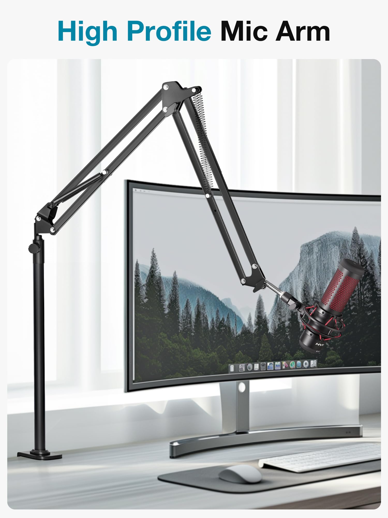 Innogear Overhead Mic Boom Arm Stand & 8 Pieces Mic Stand Adapter For Microphone Stand Boom Arm Mic Clip Shock Mount Camera Tripod Webcam